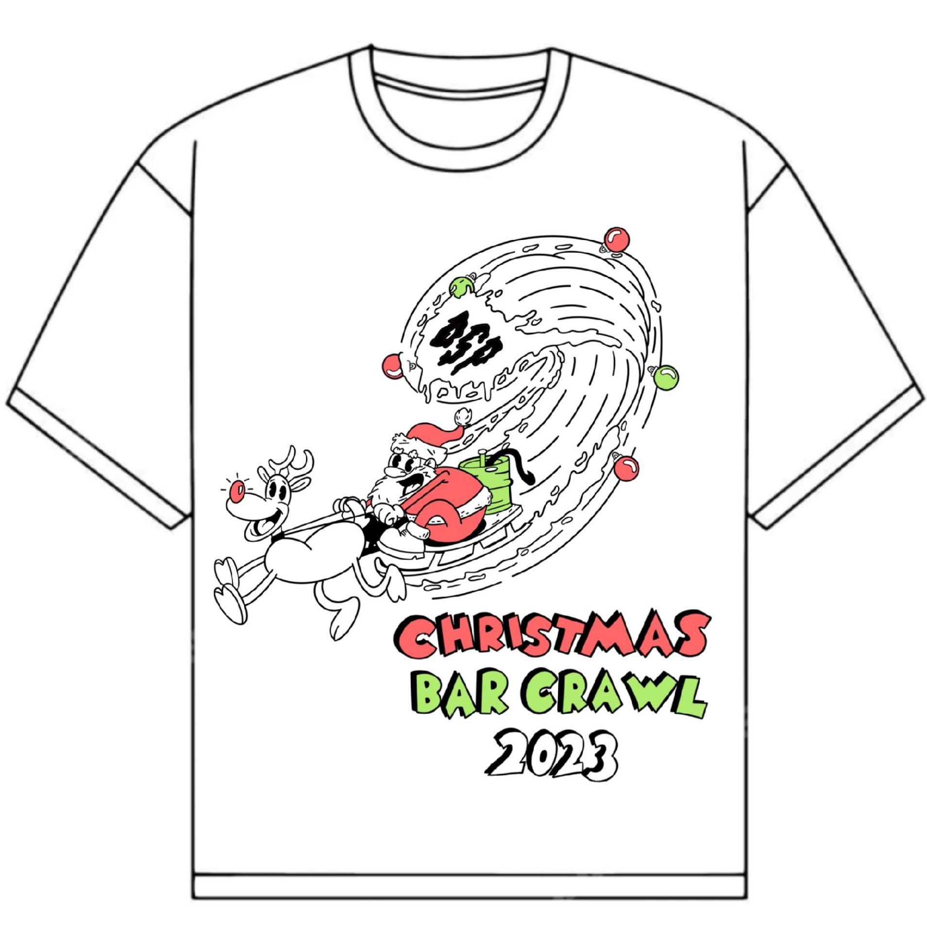 Christmas Bar Crawl T-Shirt Design Front
