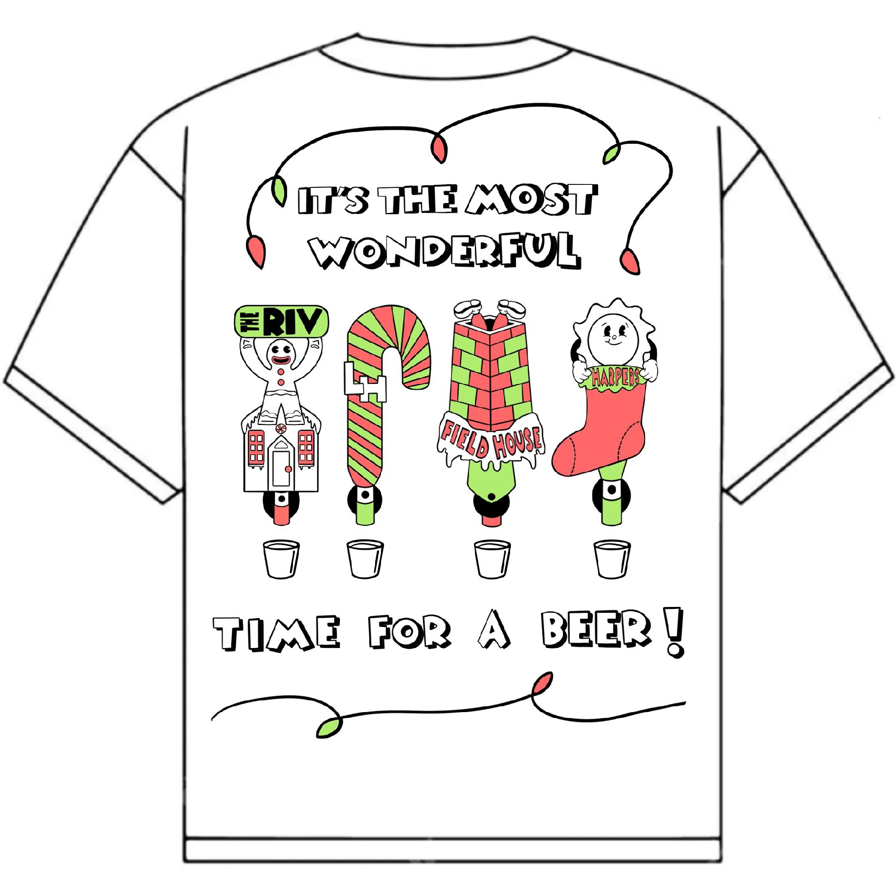 Christmas Bar Crawl T-Shirt Design Back