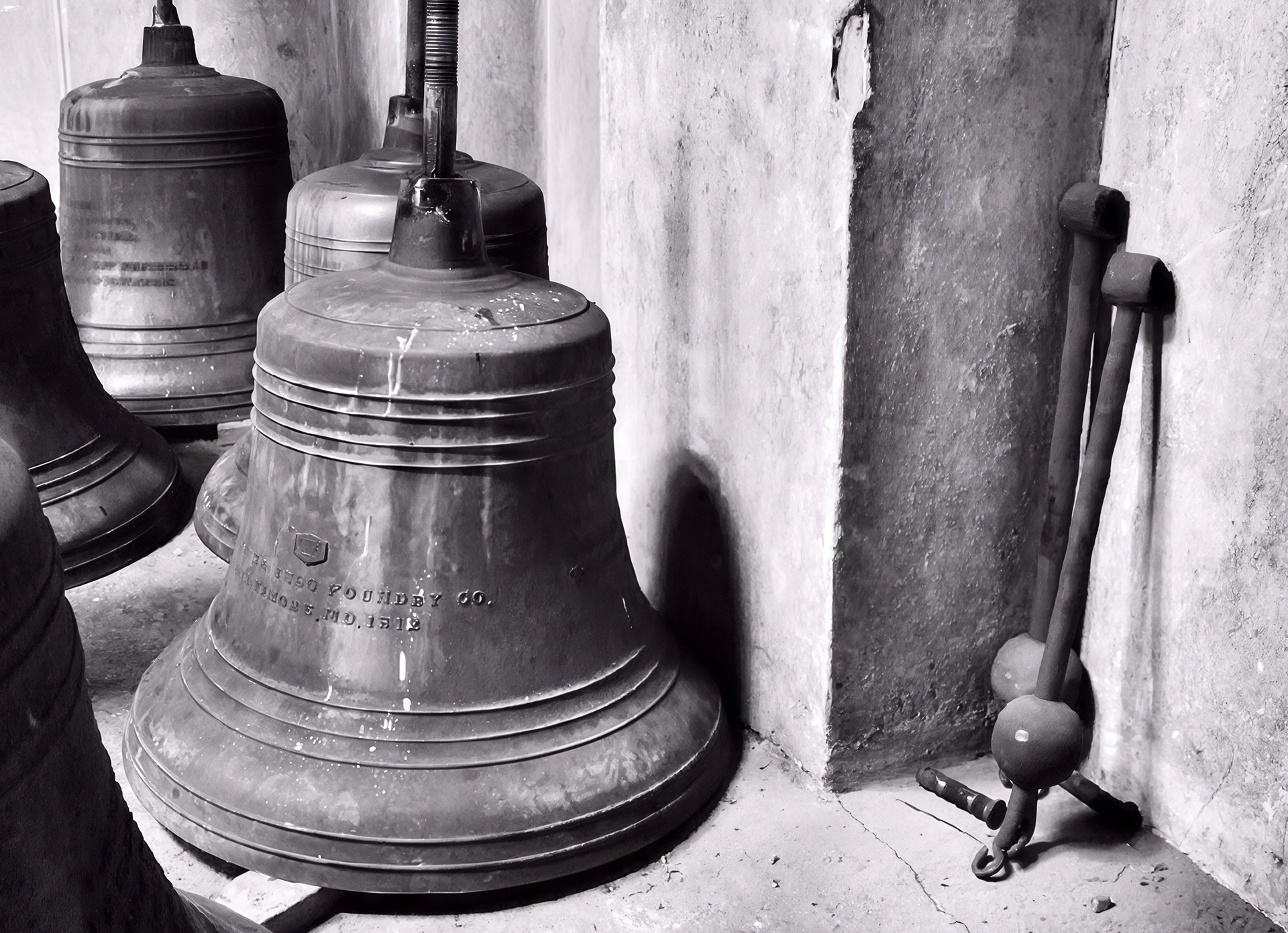 Bells in the Cathedral of the Immaculate Conception during restoration, Denver, Colorado