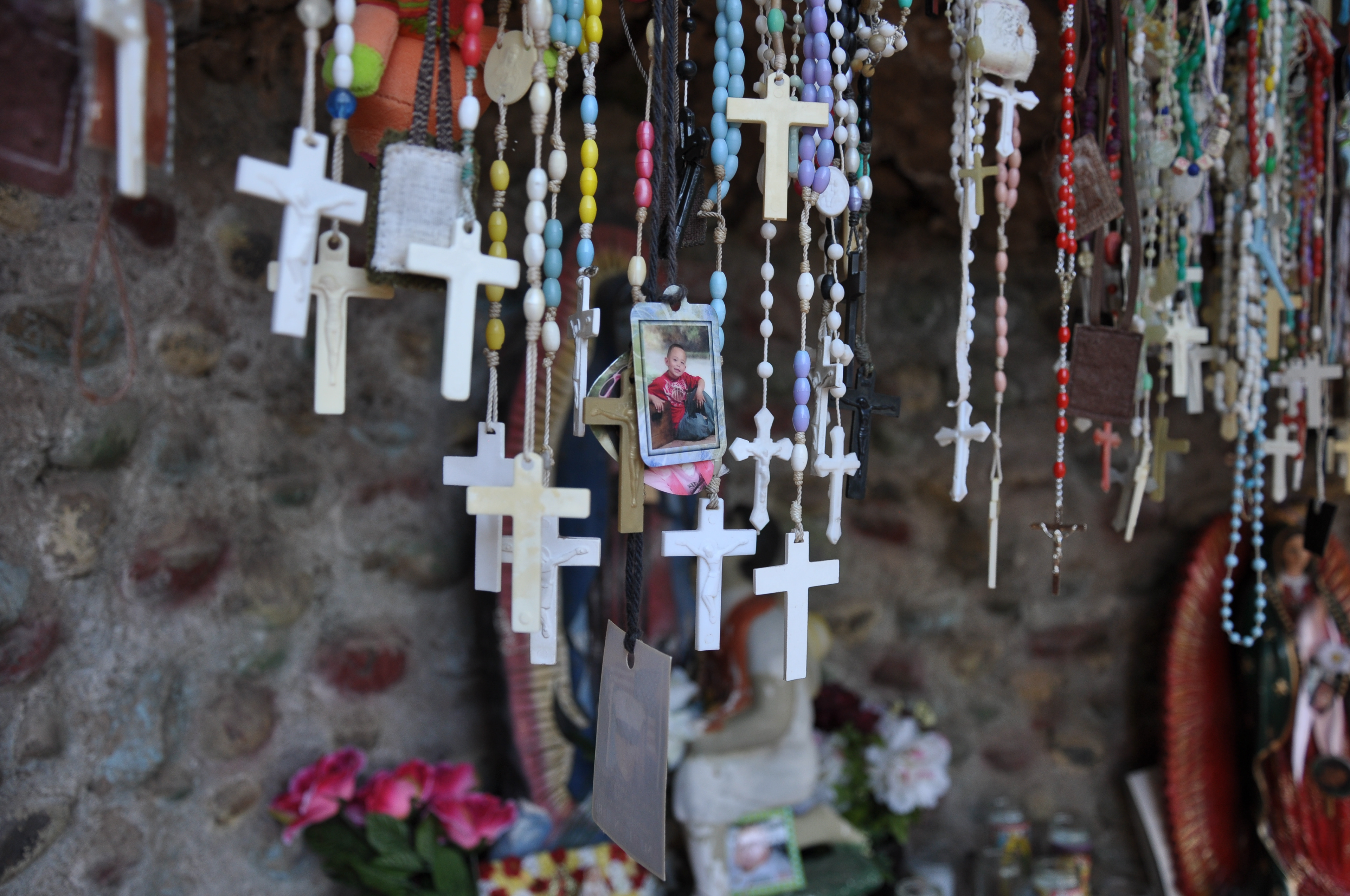 Crosses left at Chimayo, New Mexico
