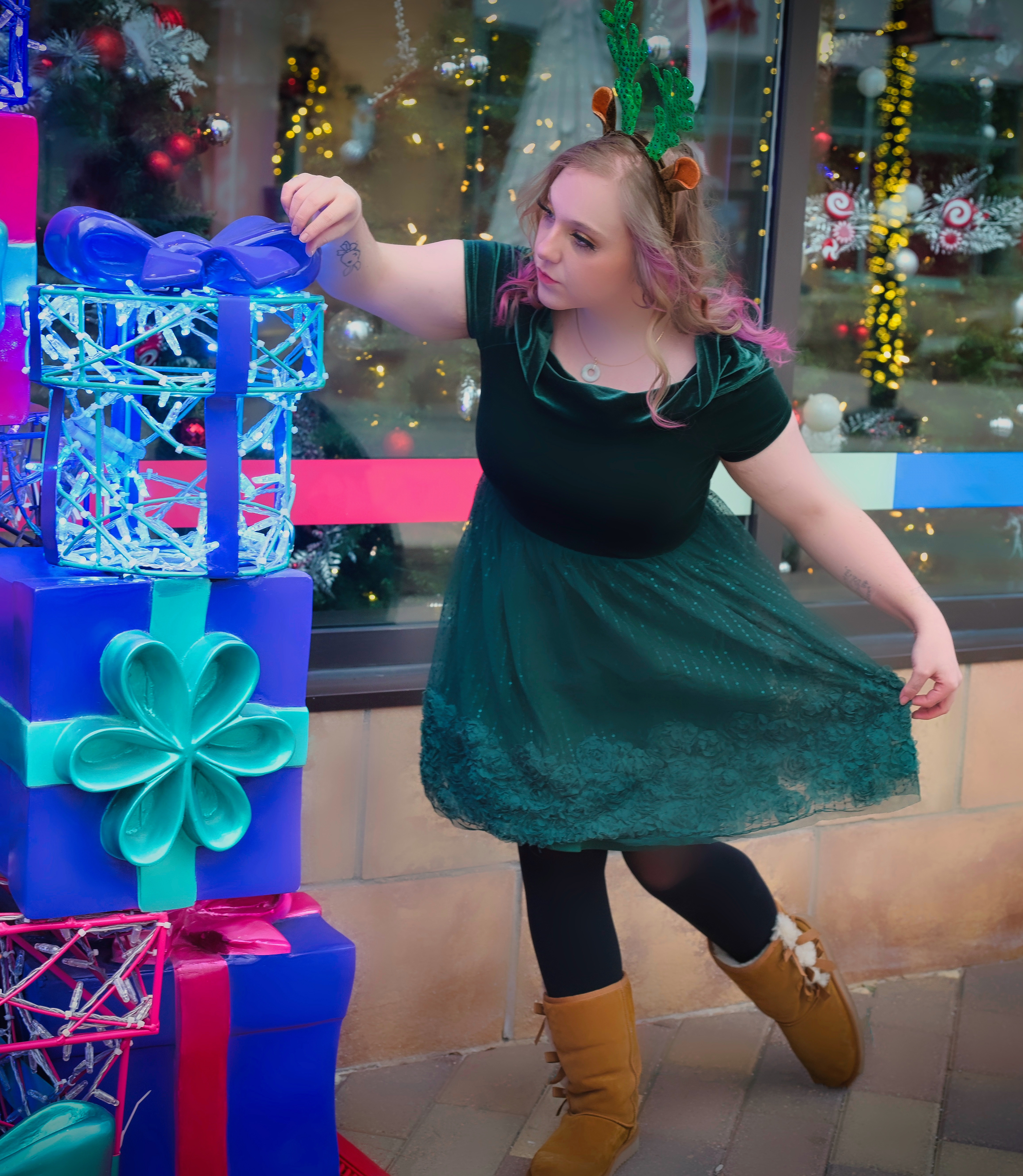 Looking at Christmas display