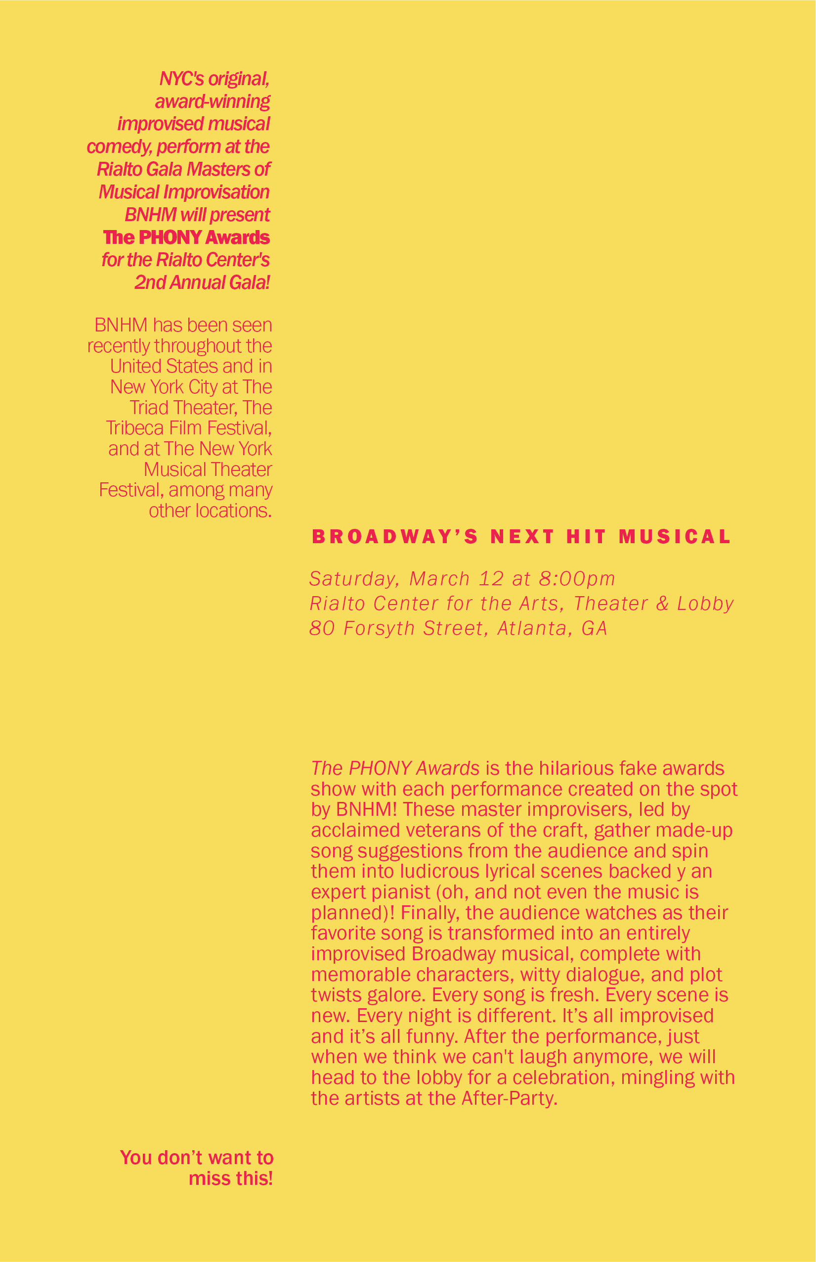 BNHM Typographic Poster - Contraints: 2 colors, 1 typeface, 1 point size