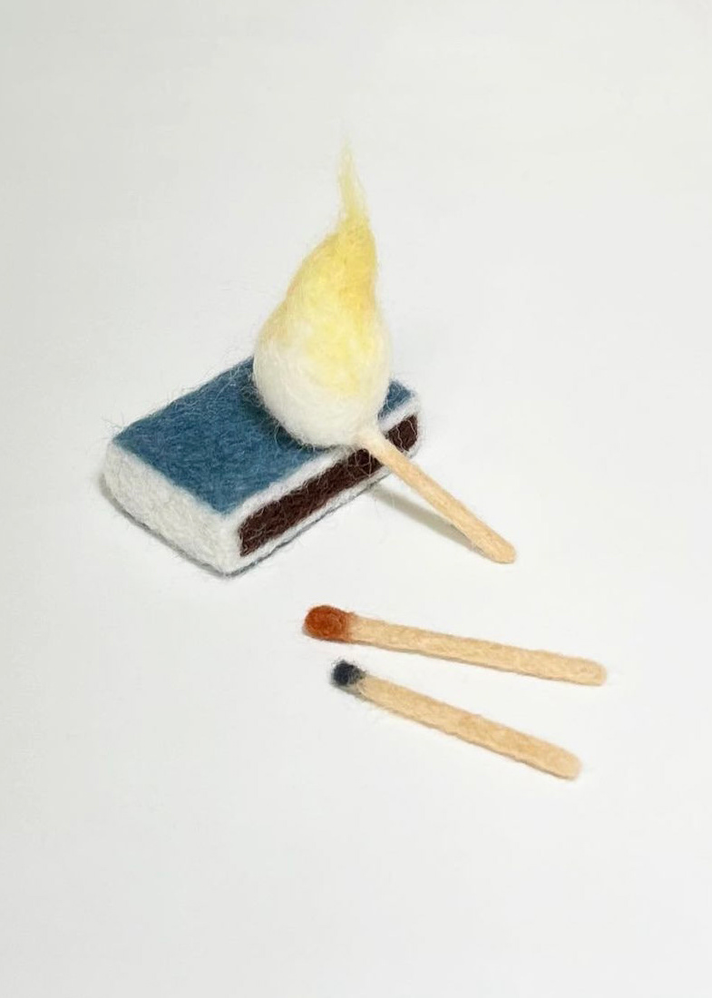 Little Flame, 2022, wool felt, wire, Dimensions variable