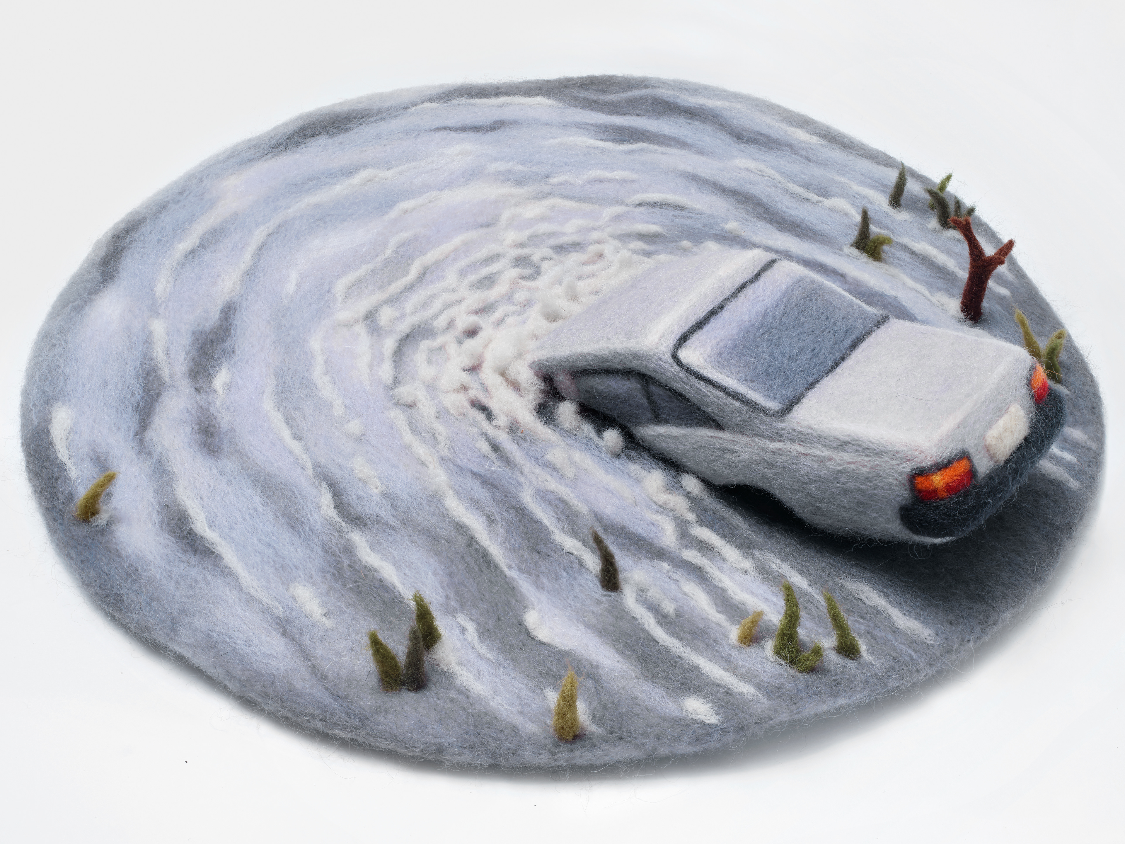 Car Accident (Sinking), 2022, wool felt, 30 × 28 × 5 cm