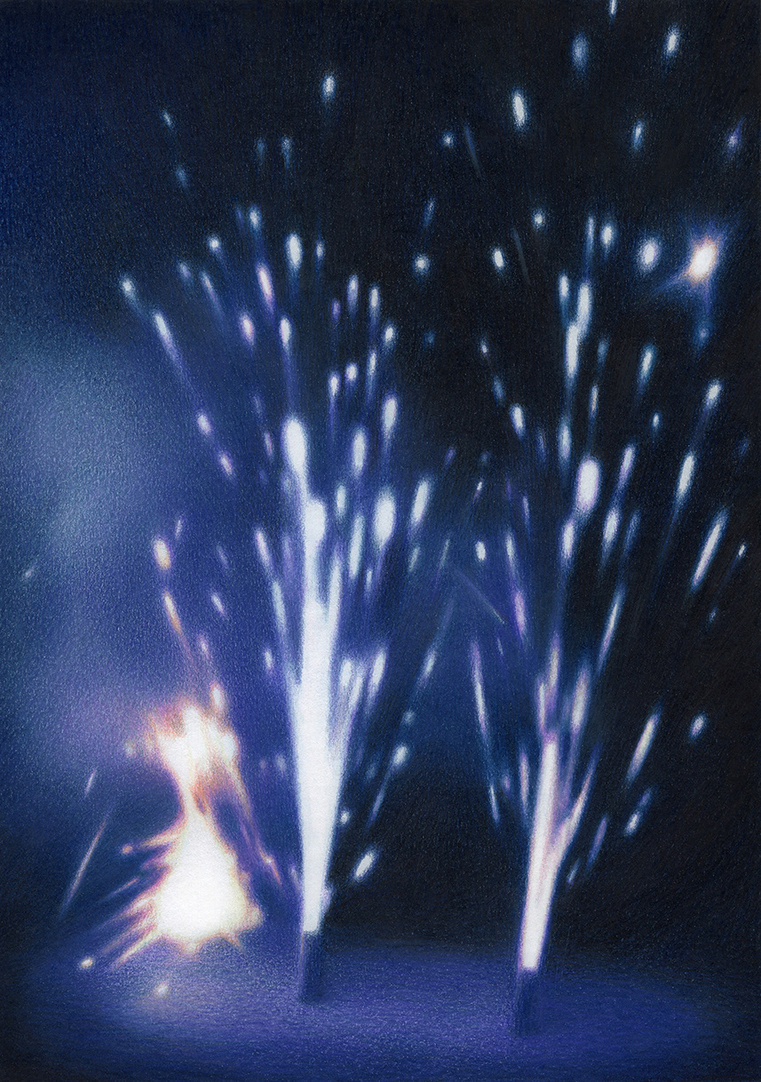 Starry Night, 2016, colored pencil on paper, 25.7 × 18.2 cm