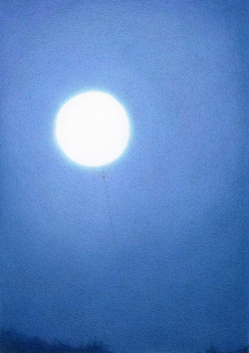  Shiny Moon, 2016, colored pencil on paper, 25.7×18.2cm