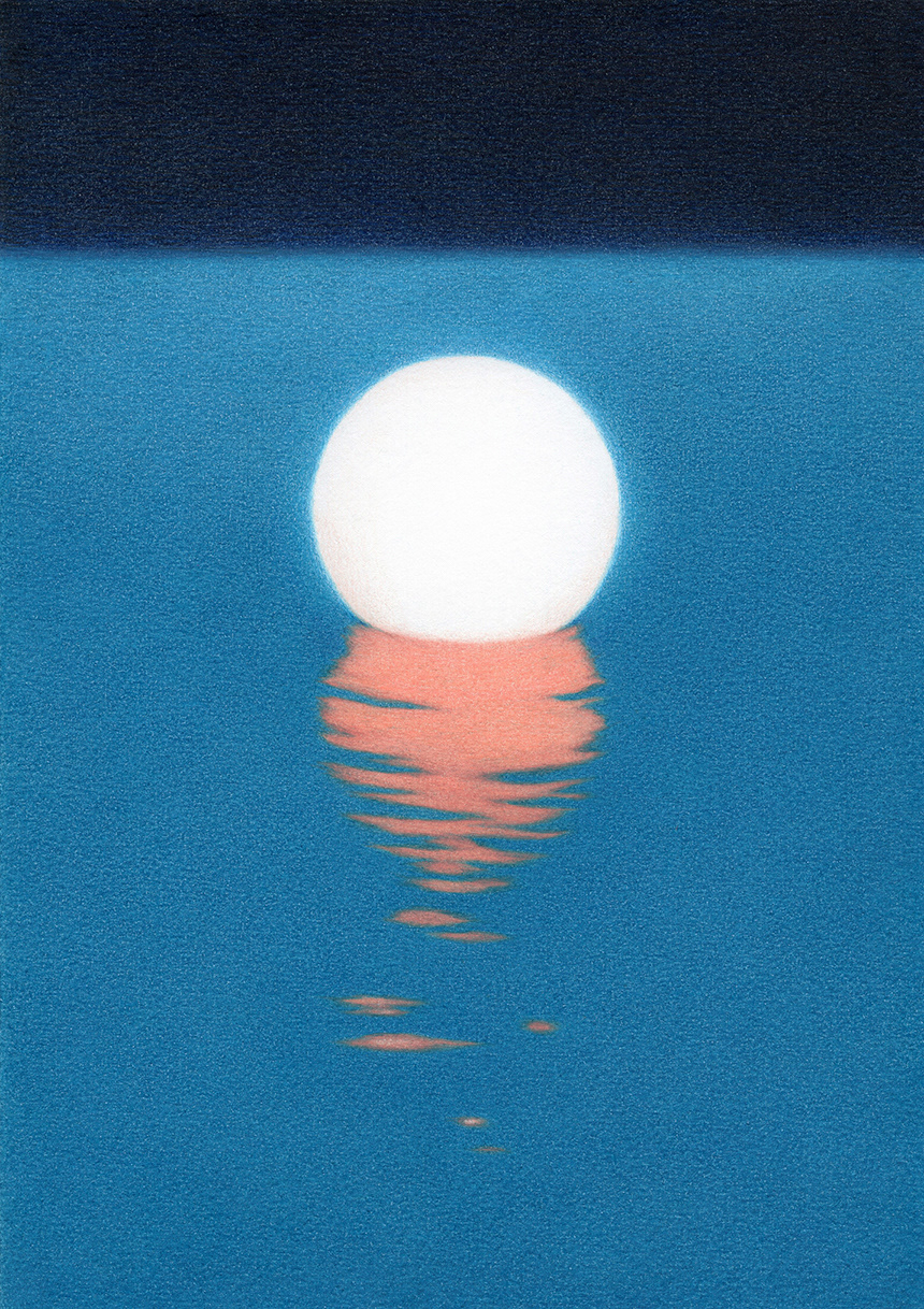 Floating Moon, 2016, colored pencil on paper, 25.7 × 18.2 cm