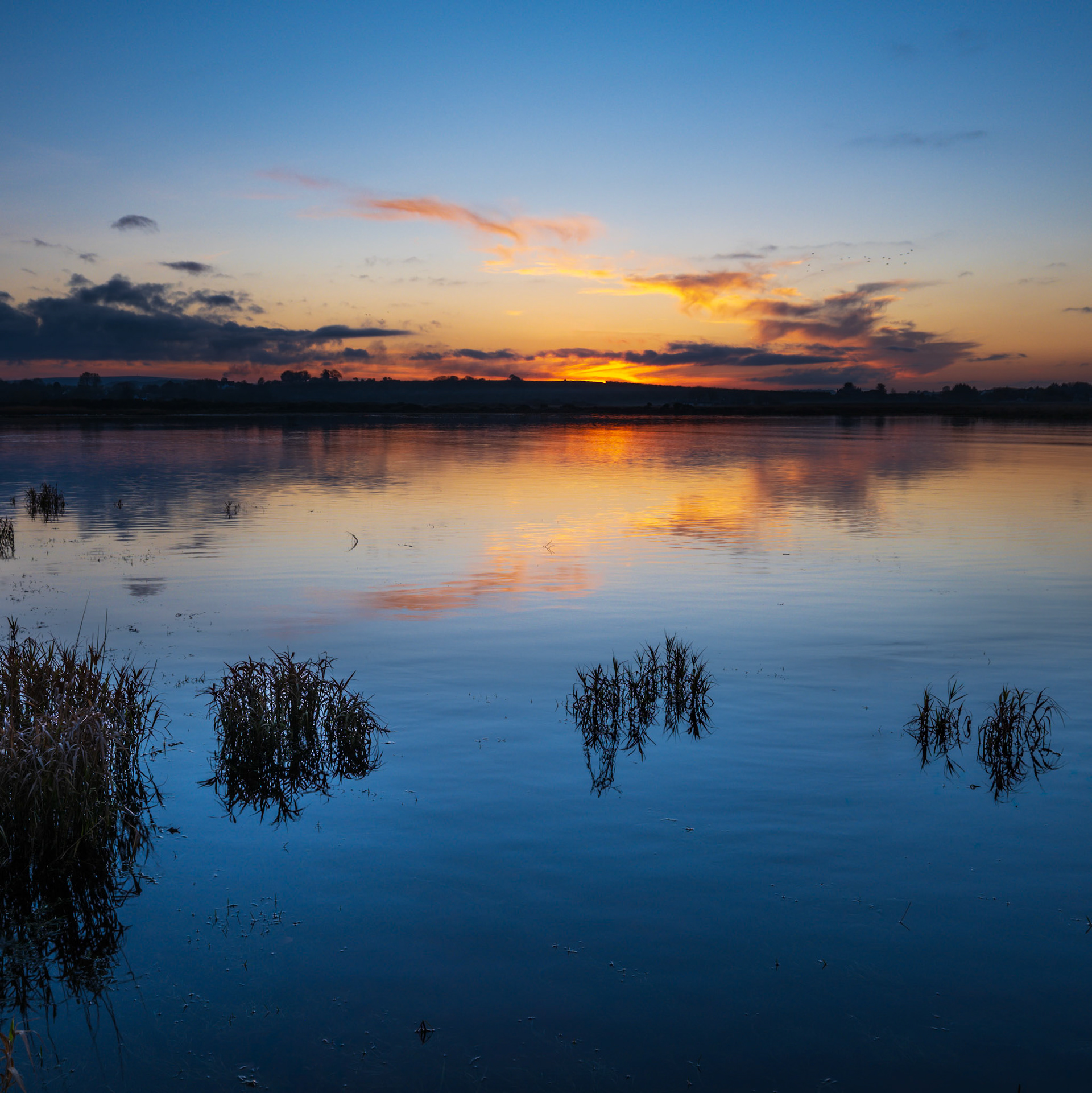 Sunset over the estuary of the River Spey in Moray, Scotland
