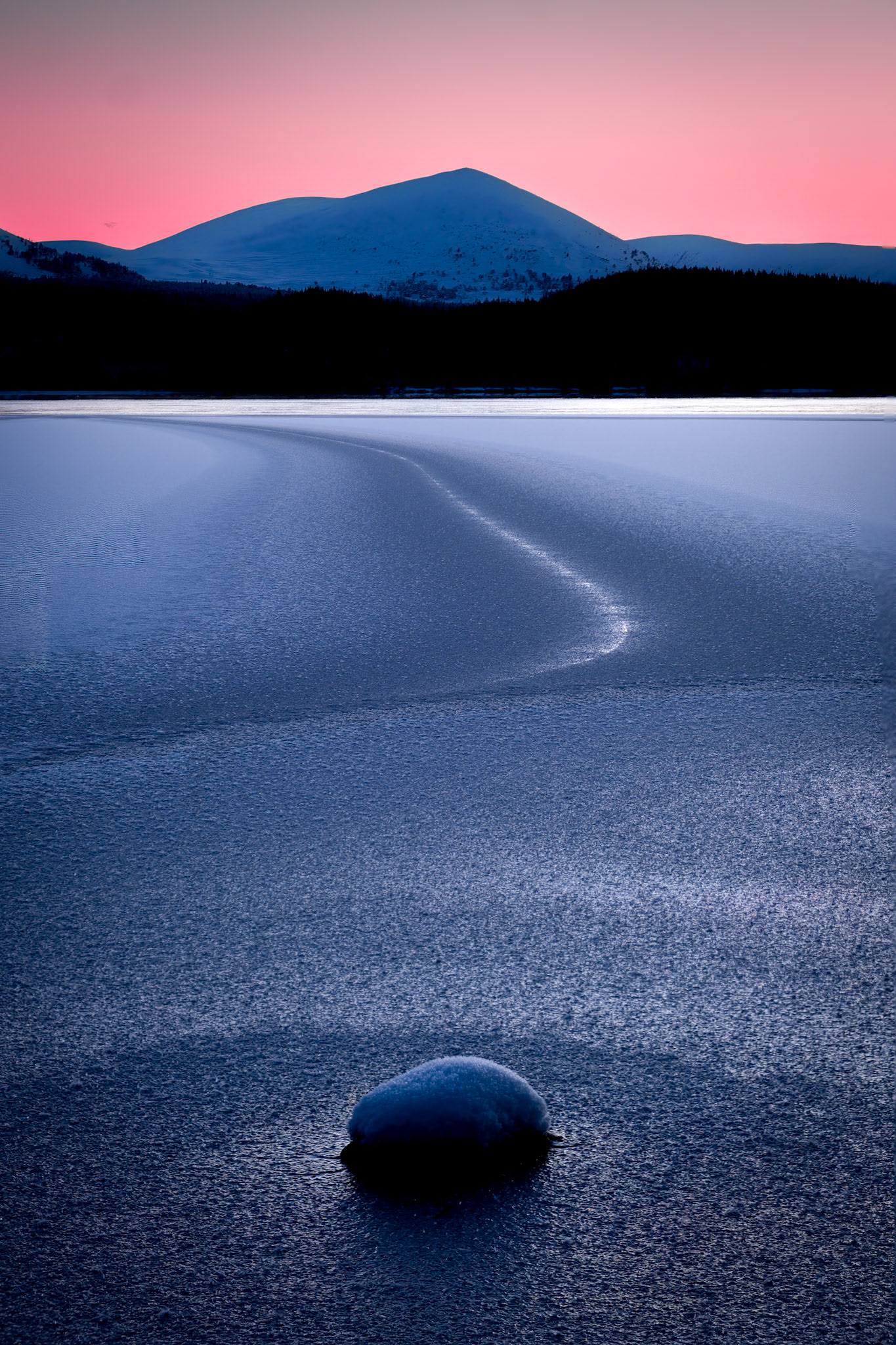 Patterns on the frozen water at Loch Morlich, Cairngorm