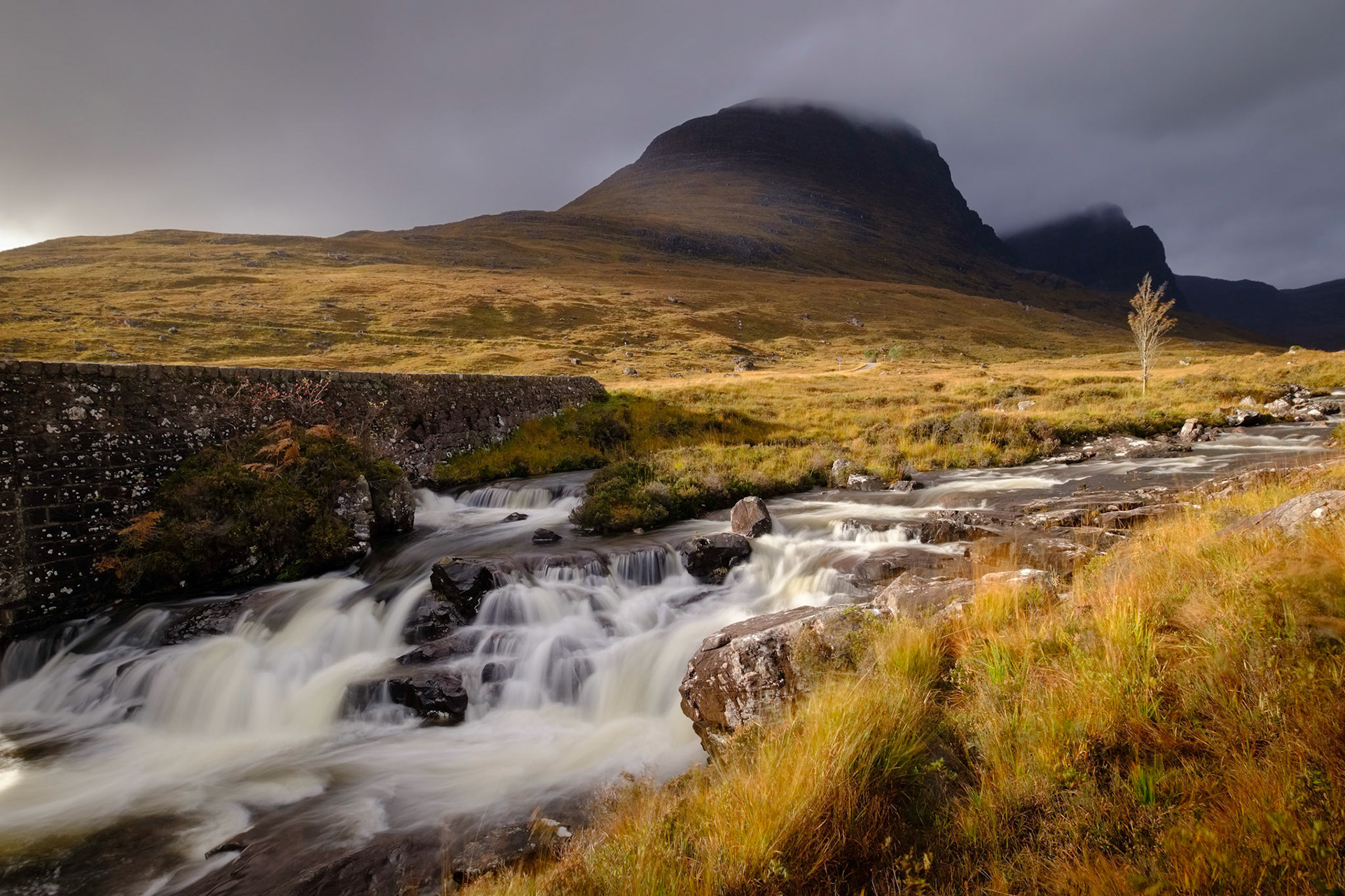 A view of Beinn Bhan, near the start of the Bealach na Ba road, with Russel Burn in the foreground