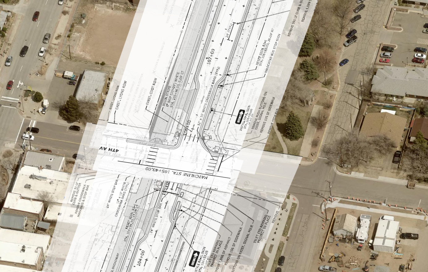 Layers of construction documents brought into Photoshop