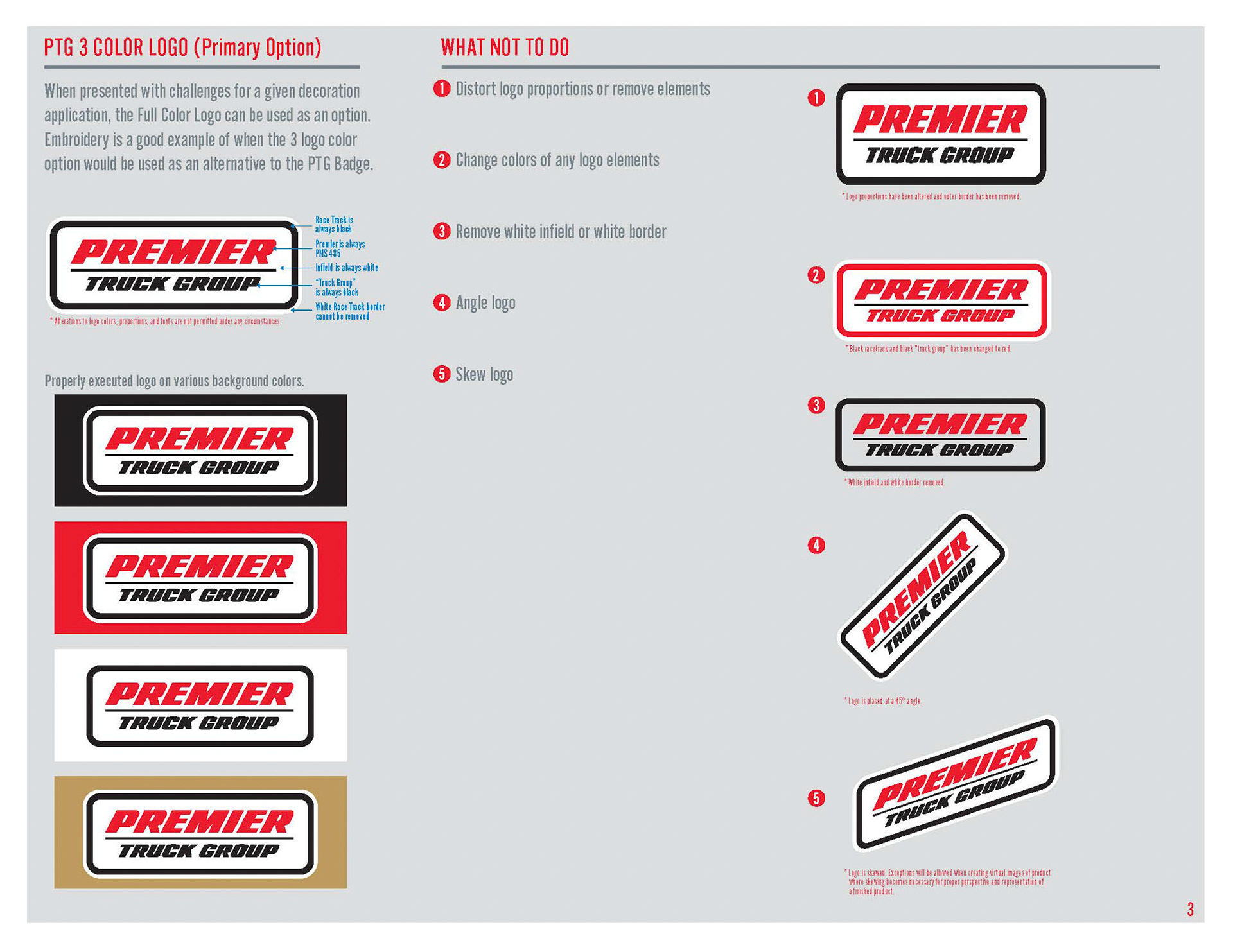 PTG 3 Color Logo/What Not To Do