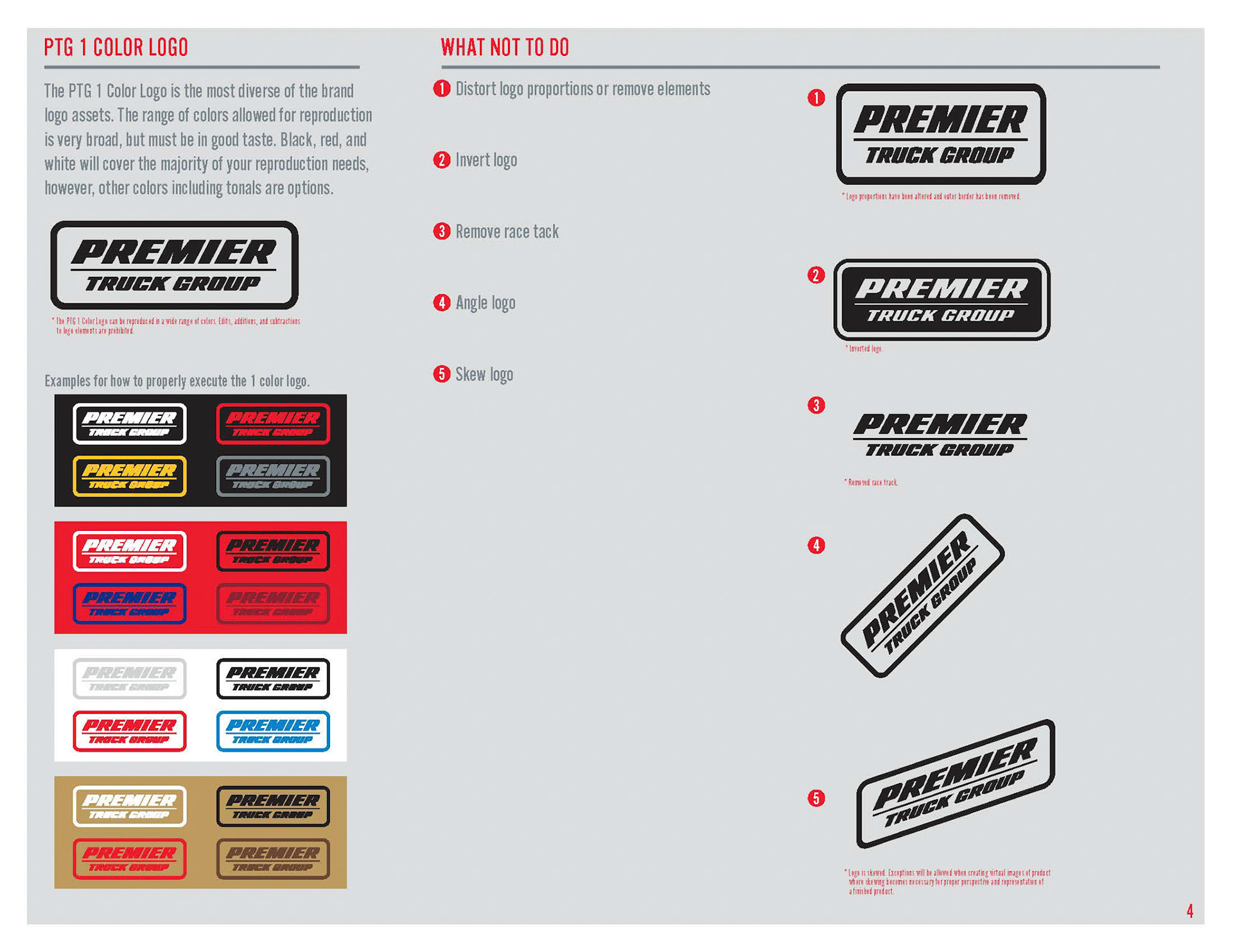 PTG 1 Color Logo/What Not To Do