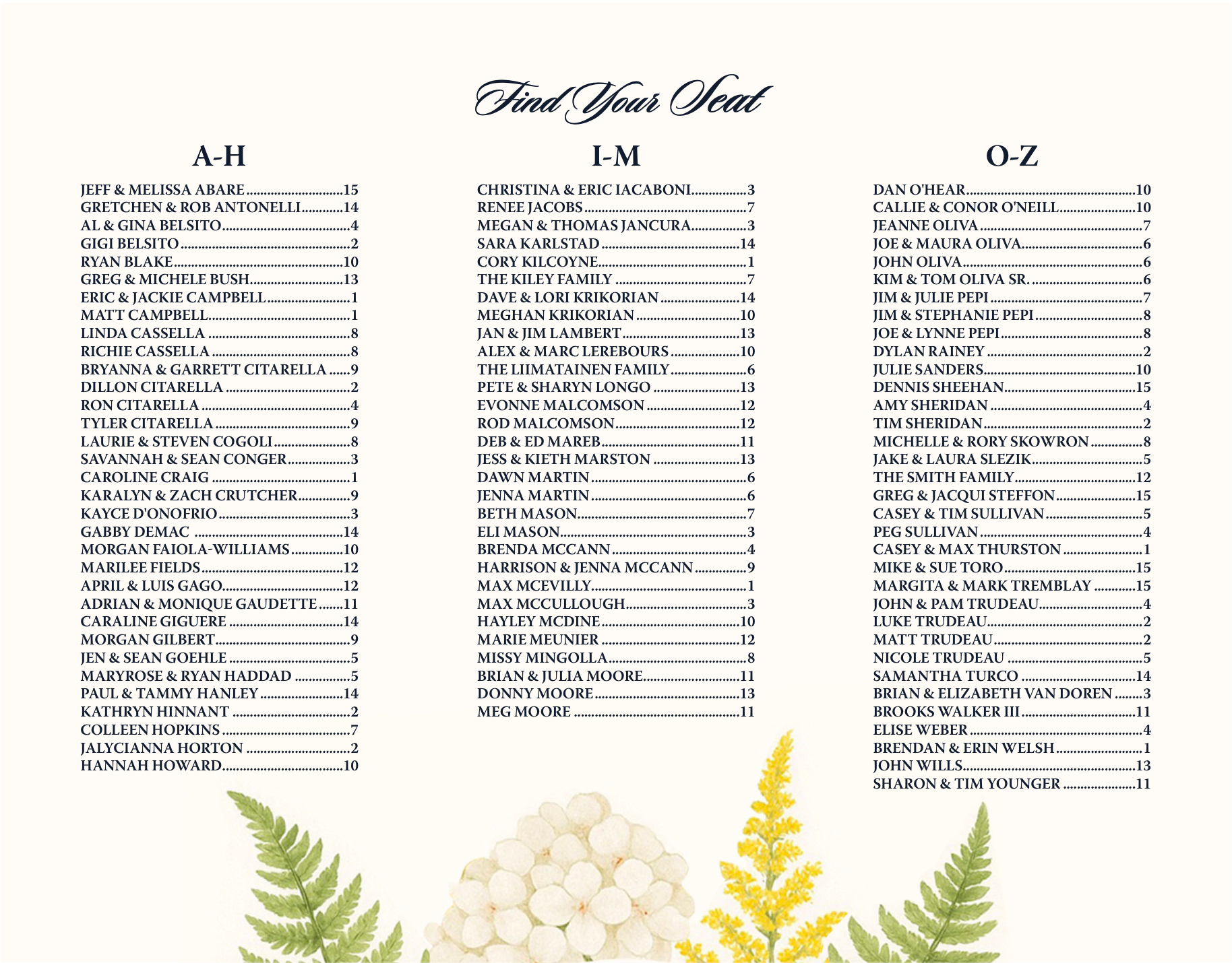 Tri-fold Wedding Program