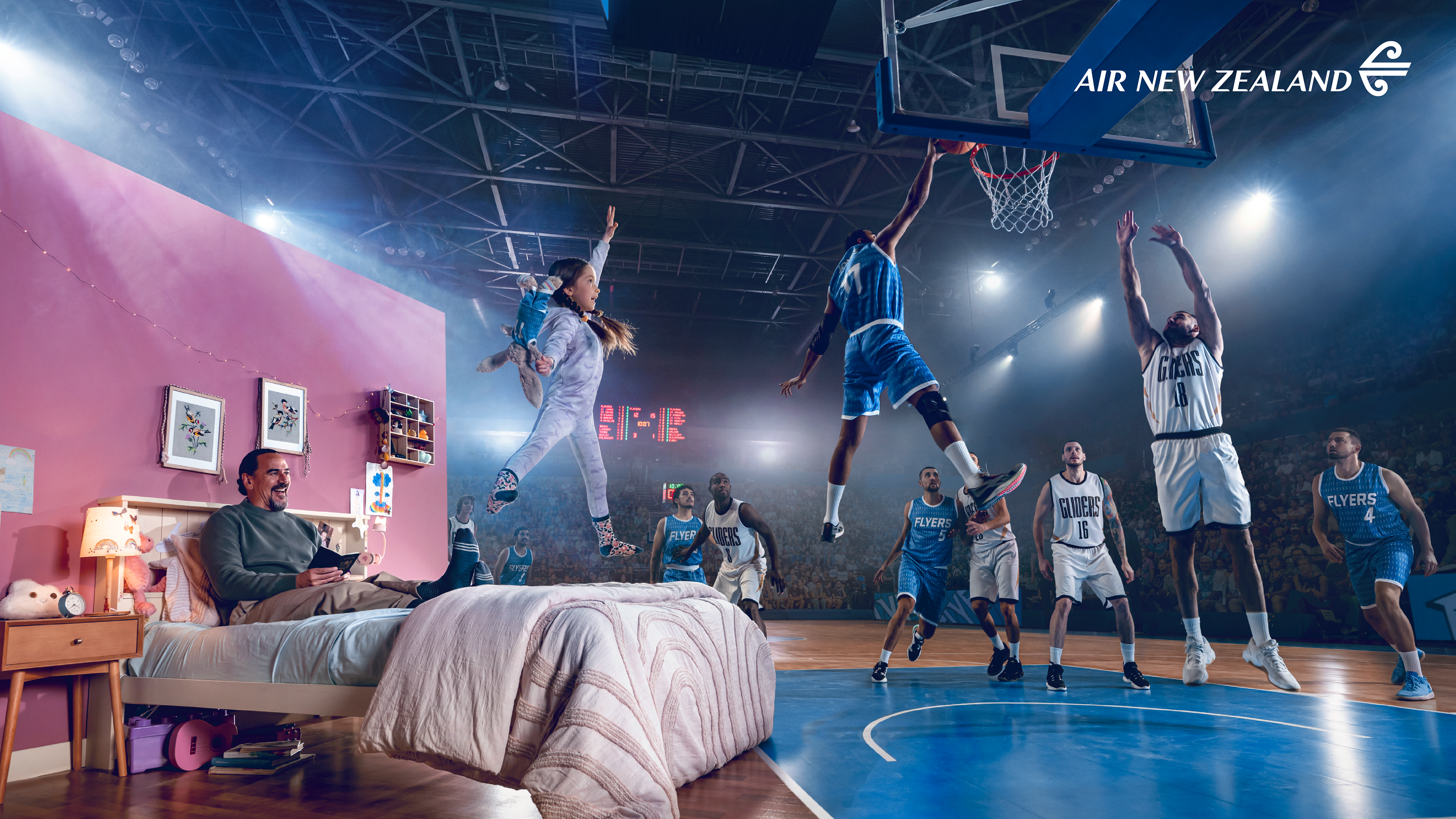 Creative art direction for the Air New Zealand 'From Here, Anywhere' campaign by Ben Barnes, featuring cinematic visual storytelling and brand-led imagery.