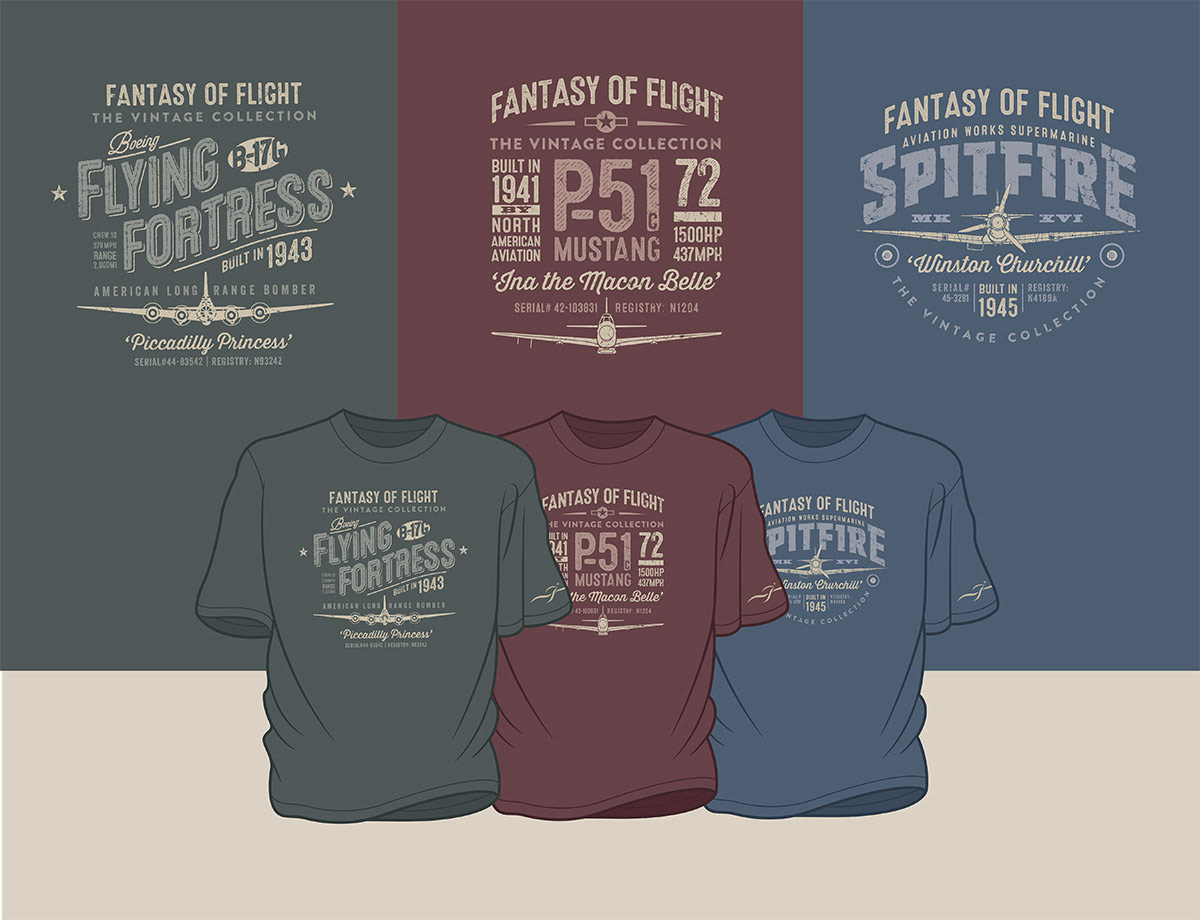 CONCEPT ART FOR SERIES OF T-SHIRTS BASED ON SPECIFIC AIRCRAFT