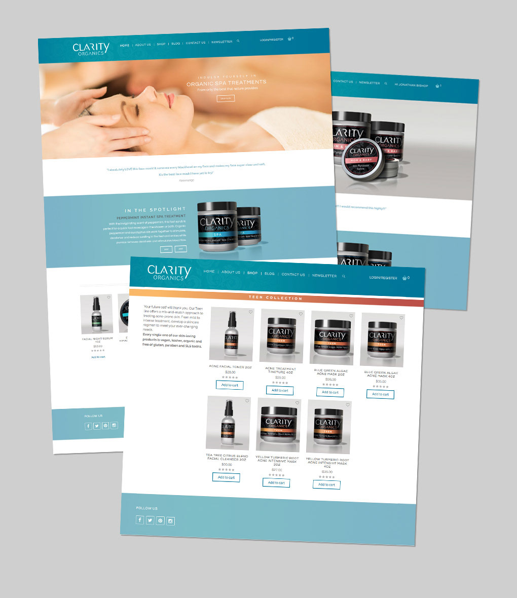 CLARITY ORGANICS WEBSITE PAGES