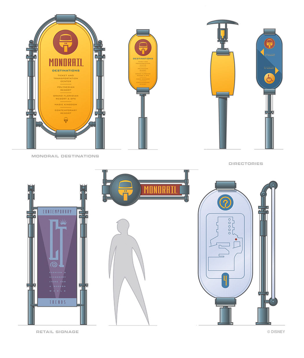 DISNEY CONTEMPORARY RESORT SIGNAGE CONCEPTS