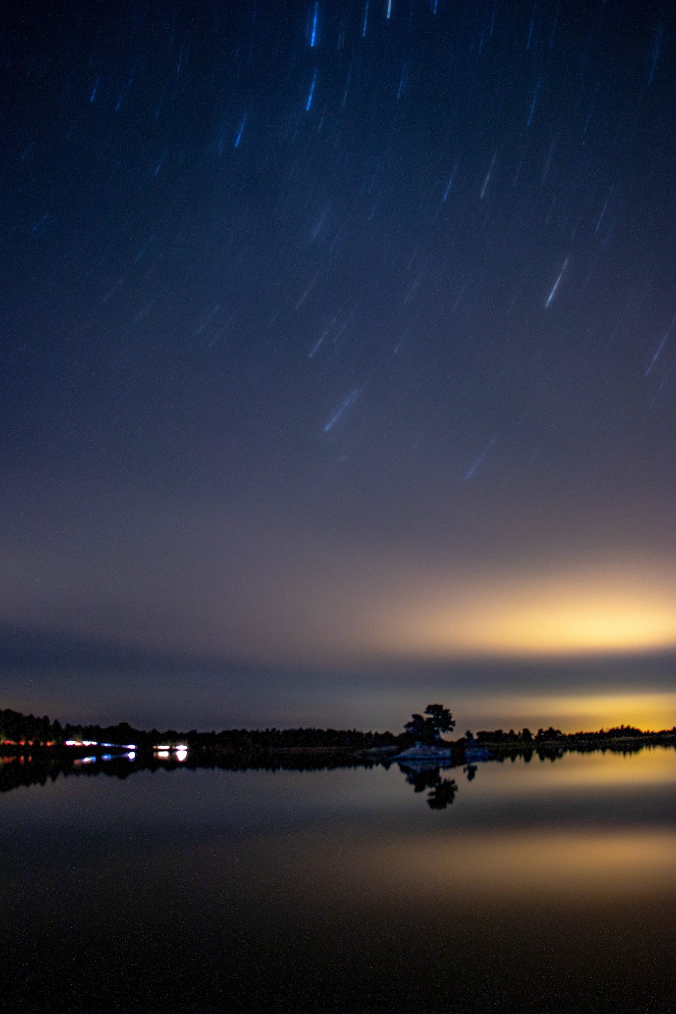 Star trails go across the sky during a 10 minute long exposure in Red Feather Lakes, Colo. on Sept. 29, 2018.