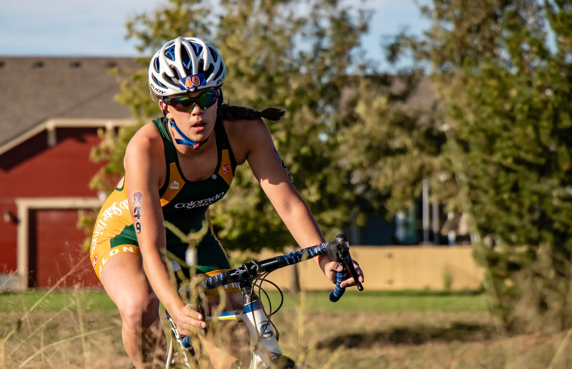 Katrina Lems racing at the 2018 Oktoberfest Triathlon in Longmont Colo.