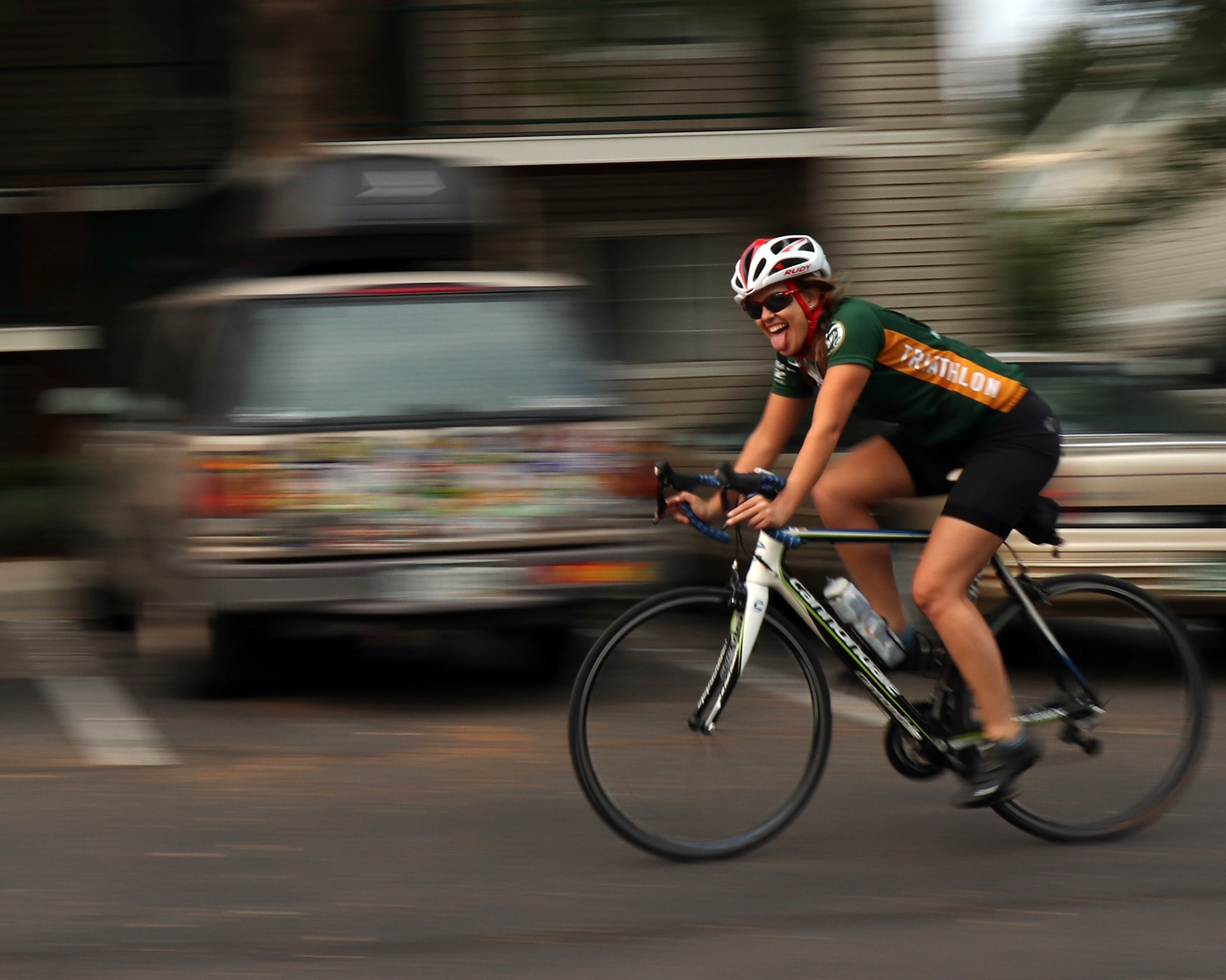 Katrina Lems biking back from practice on Sept. 6, 2017 in Fort Collins, Colo.