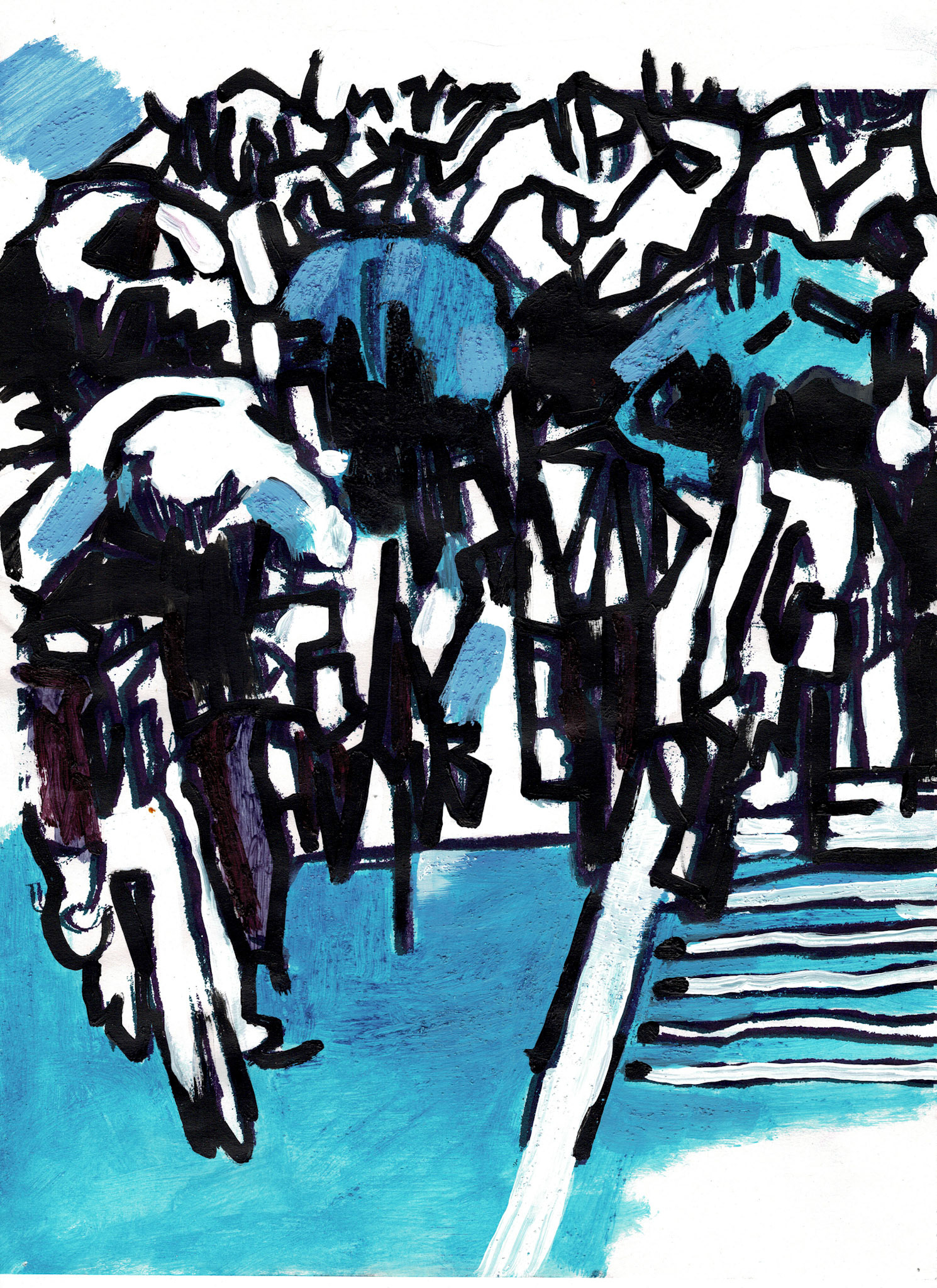 Sprint study Risoprint with acrylic 29.7 x 42 cm