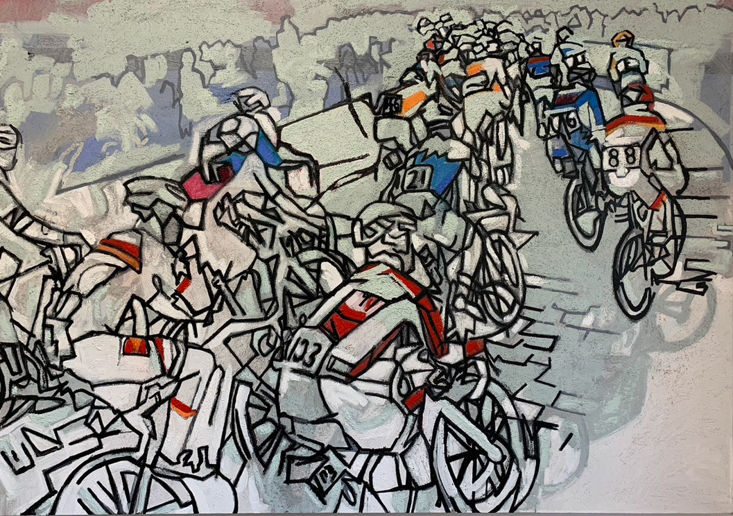 "Round the bend" Oil, acrylic on canvas 100 x 70 cm