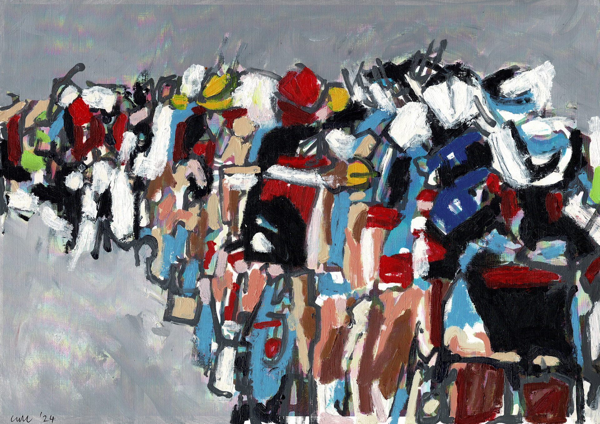 Peloton study 42 x 29.7 cm Oil on Arches