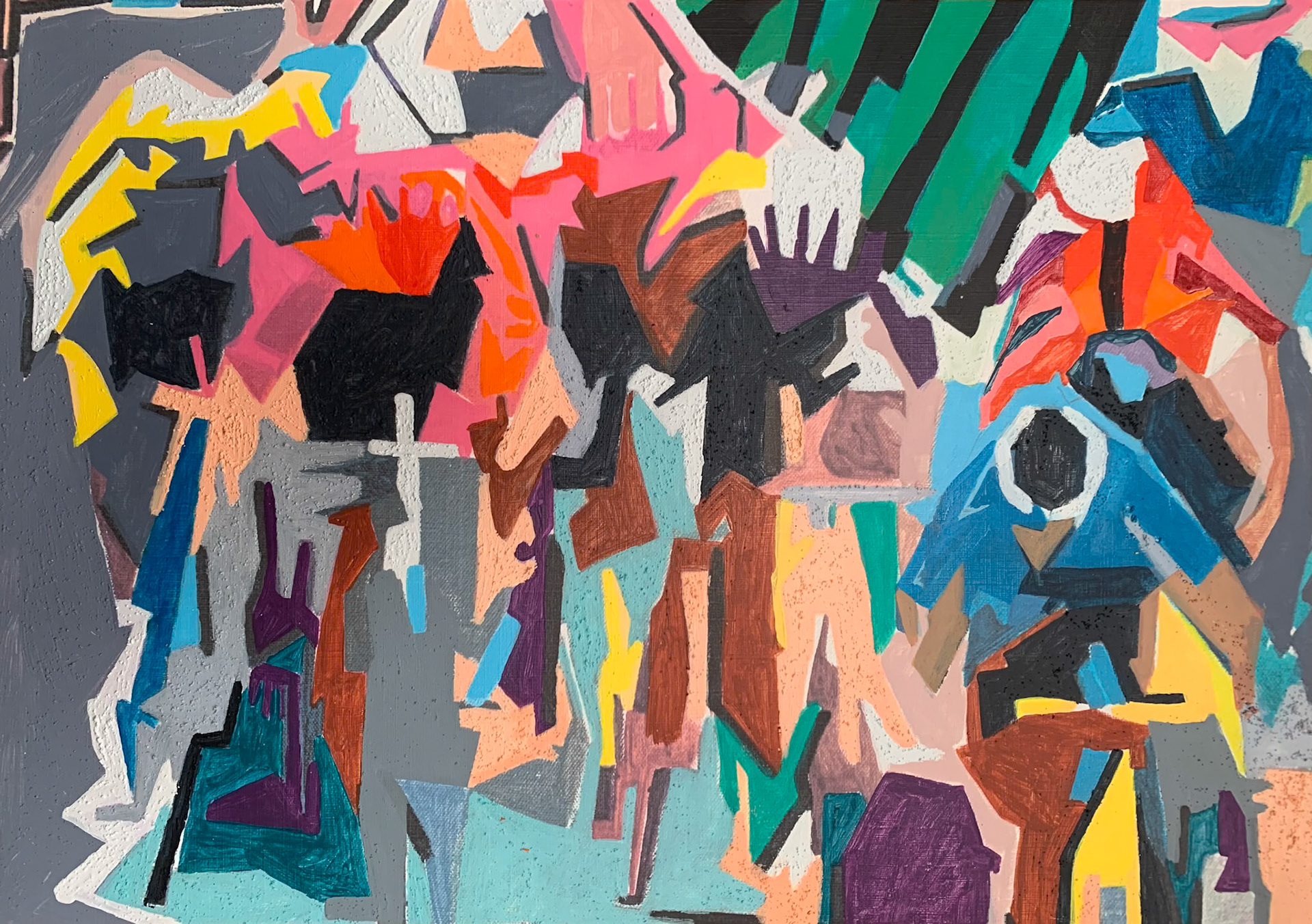 "Jostle" study Acrylic on paper 42 x 29.7 cm