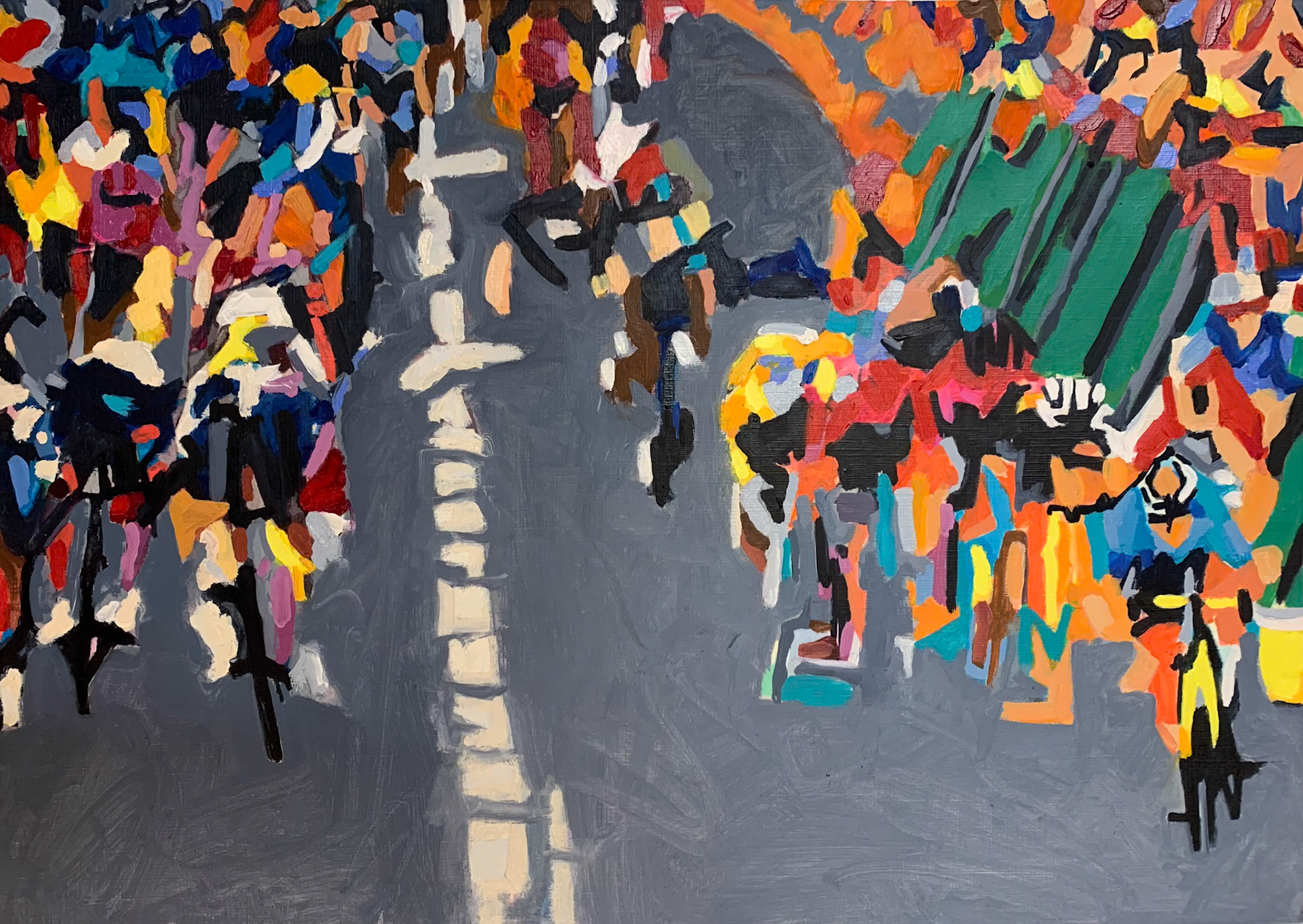 "The final Sprint" study oil on arches paper 42 x 29.7 cm
