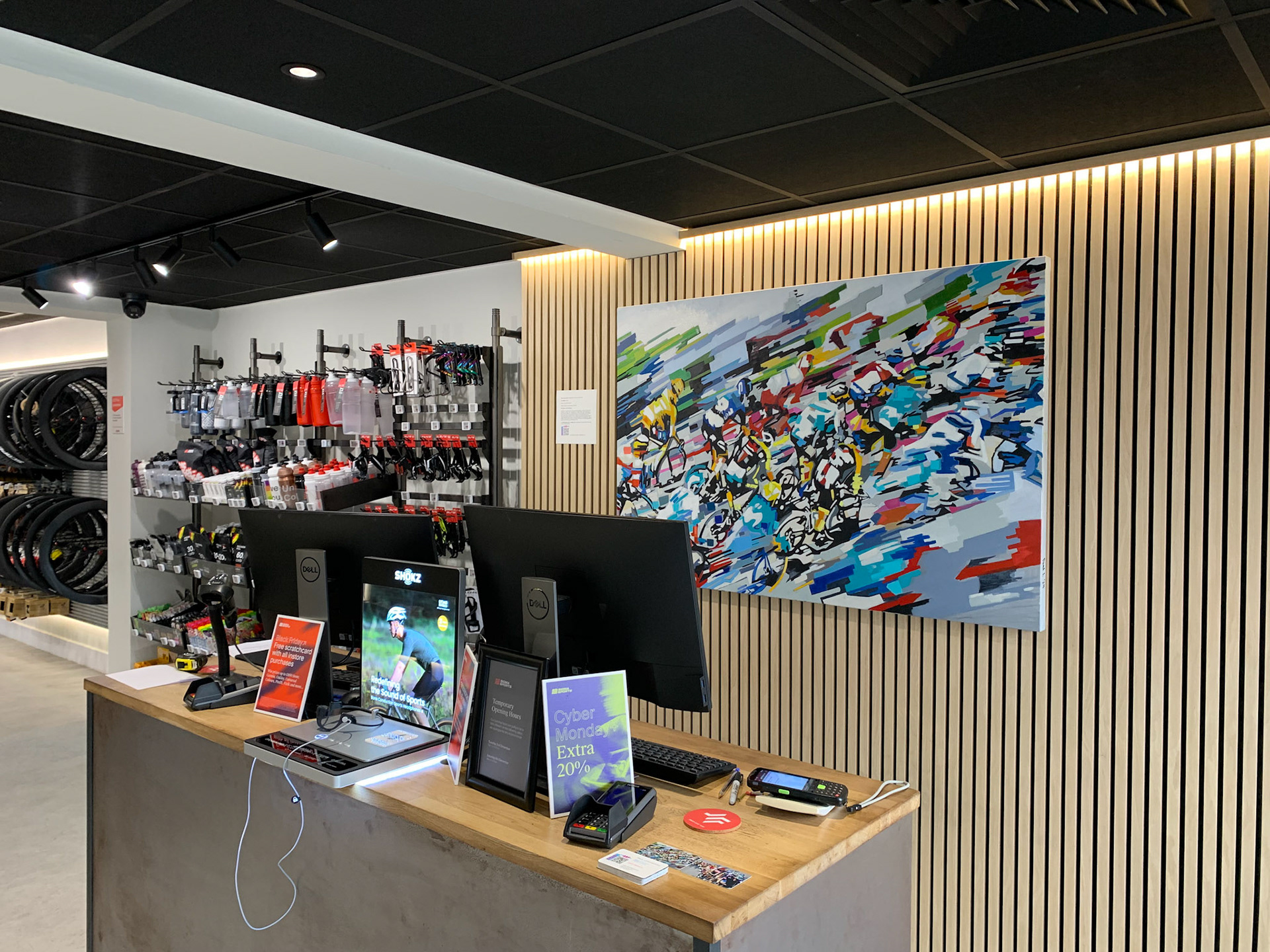 "in yellow"  in situ at sigma sports in Letchworth garden city