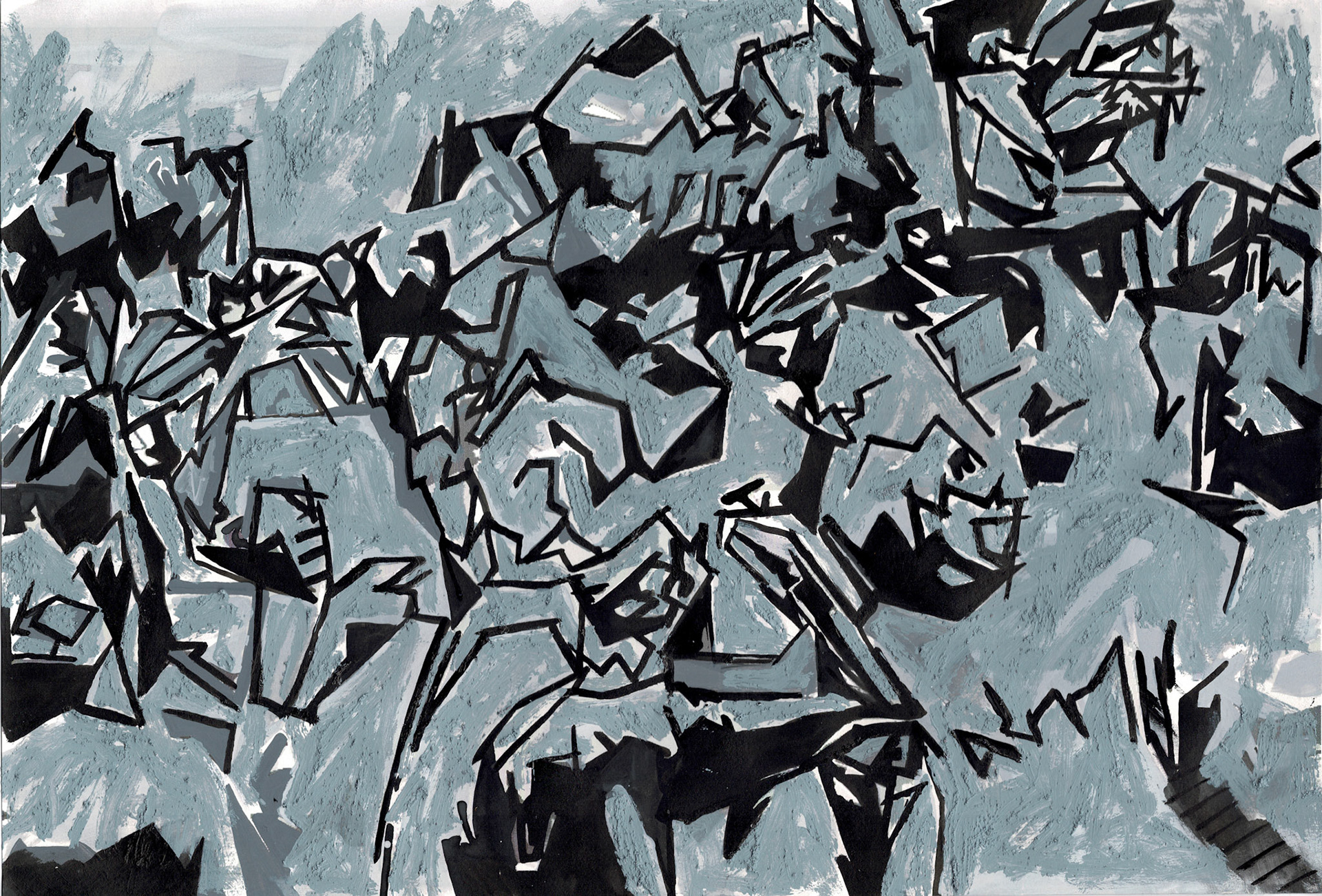 Fun Tunnel 2 painted sketch b/w