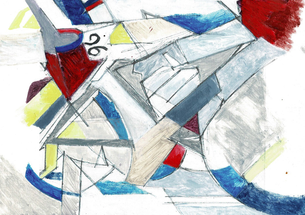 Cyclist study 42 x 29.7 cm Acrylic on paper