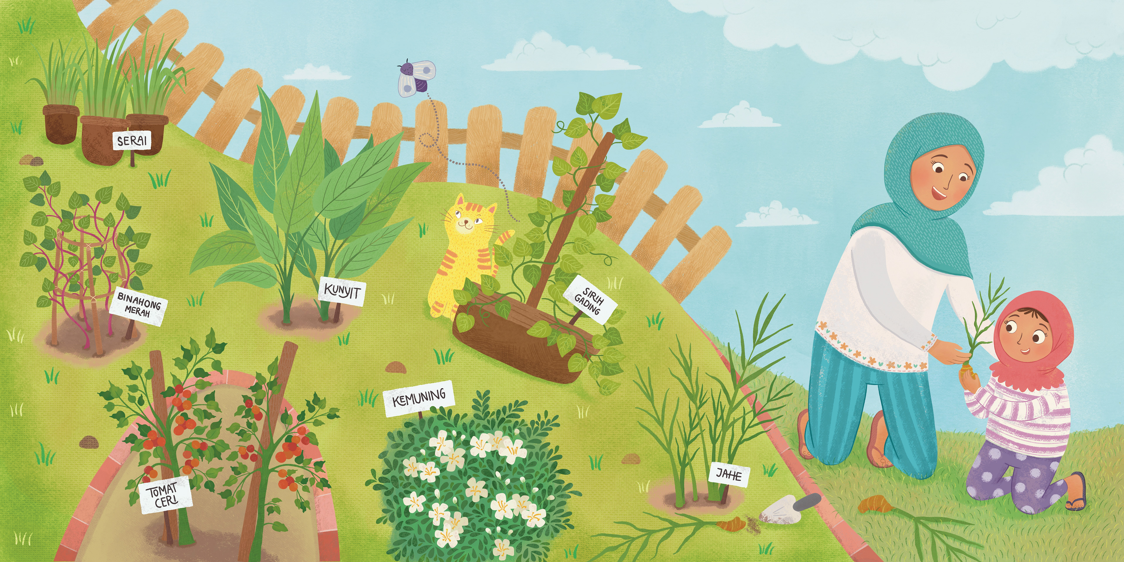 Salma’s Herbal Garden - Spread illustration