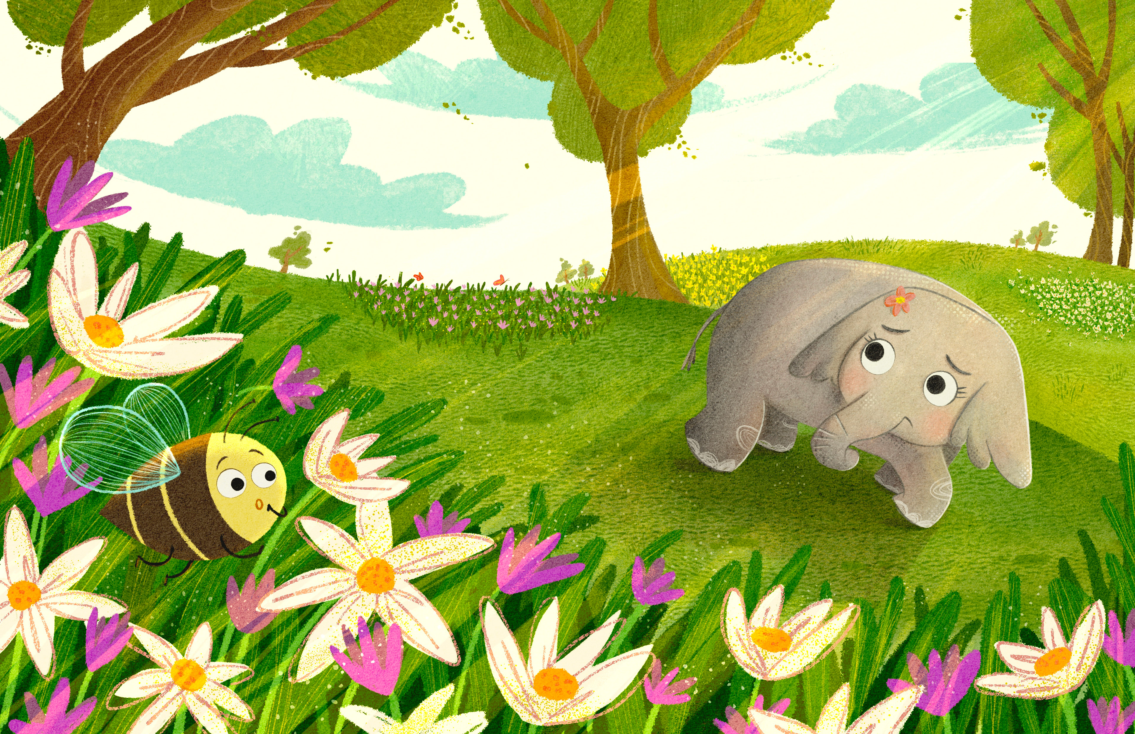 Nelly and the Bee - Spread illustration