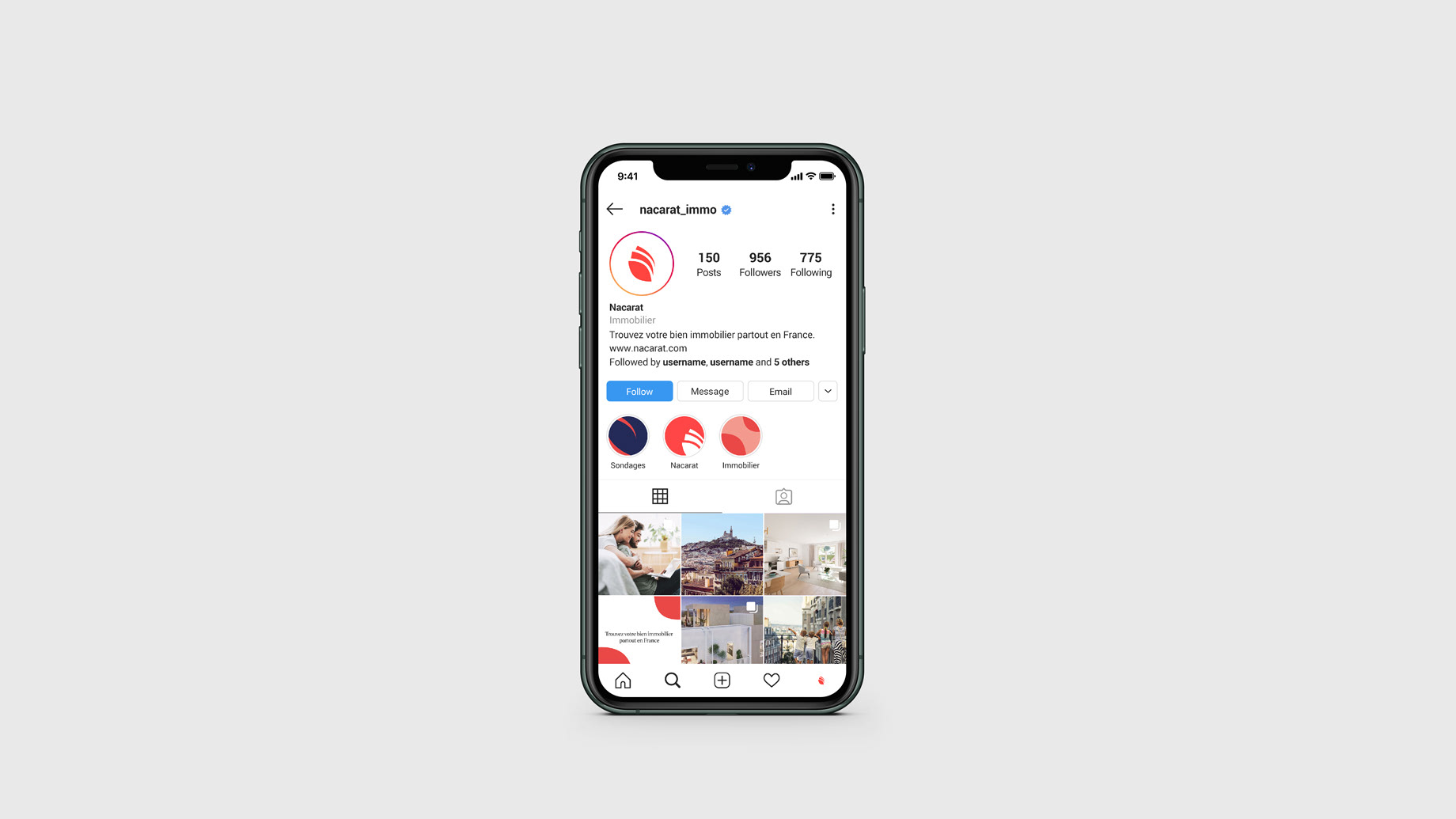 Smartphone showing Nacarat's Instagram account