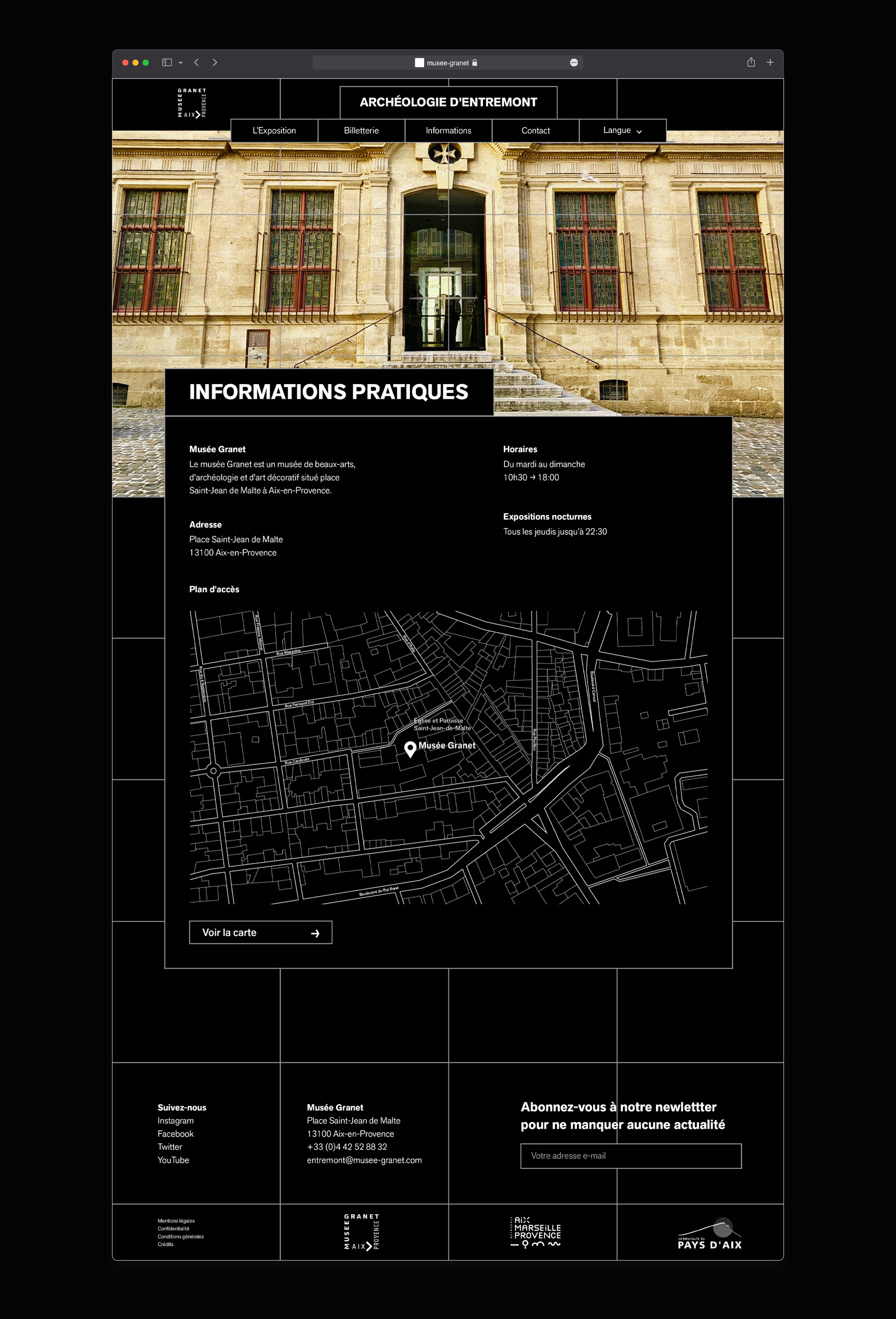 Full scroll page of the 'infos' webpage