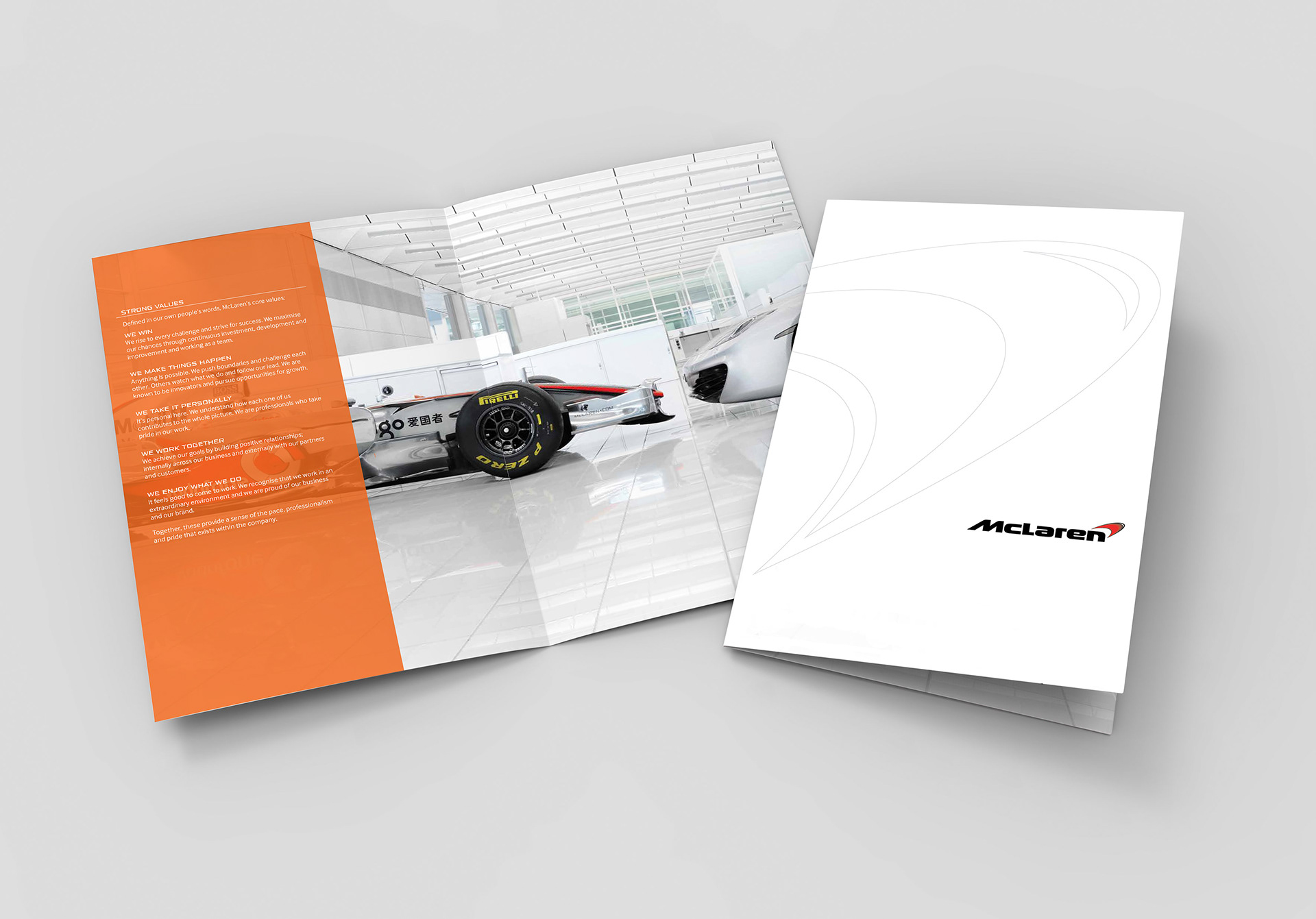 Mock up of McLaren folder outer and inside