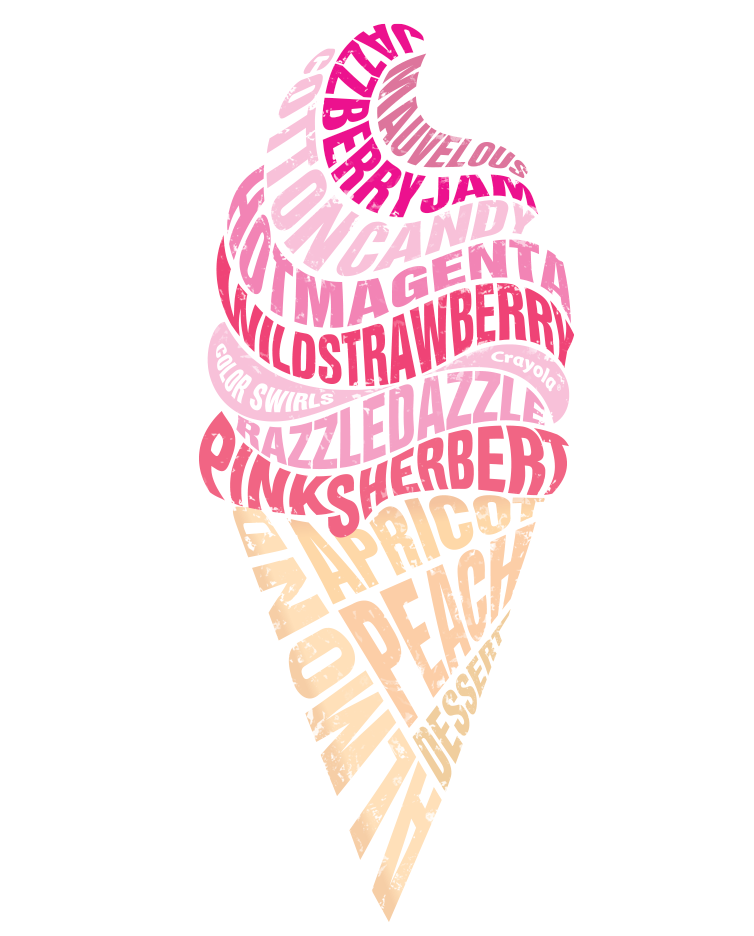Calligram of Ice Cream in Crayola Colors