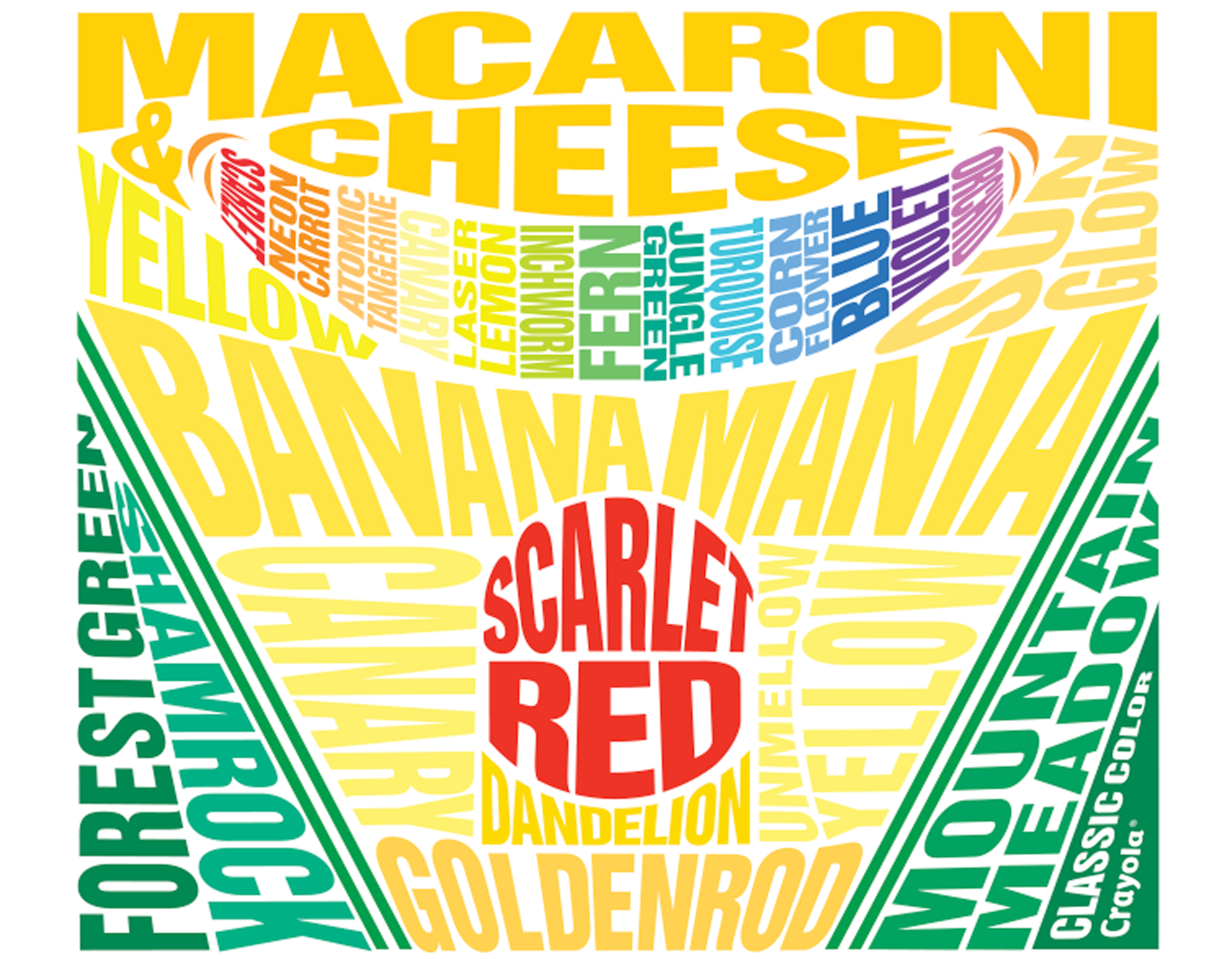 Calligram of Crayola's Iconic 64ct Crayon Box
