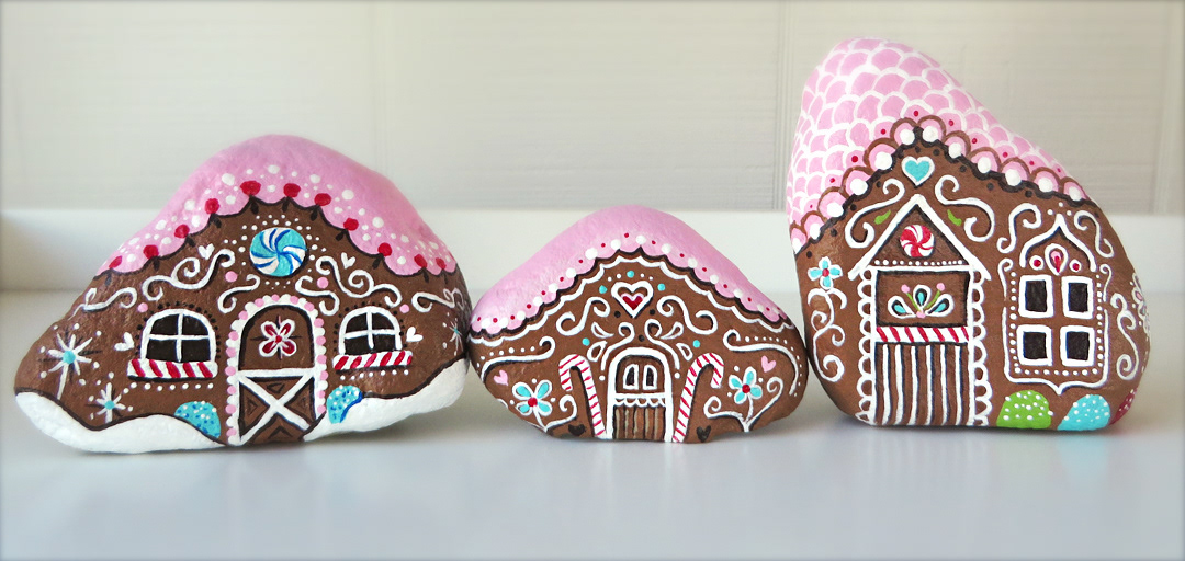 Sm/Med size painted gingerbread stones for gifting and vendor events.