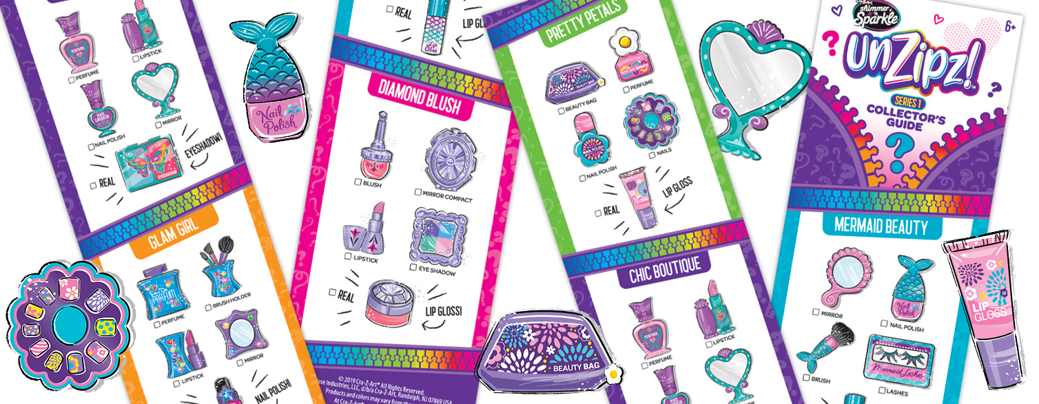 Collector's Guide Insert Design – Shimmer N Sparkle UnZipz! Miniature Collectable
