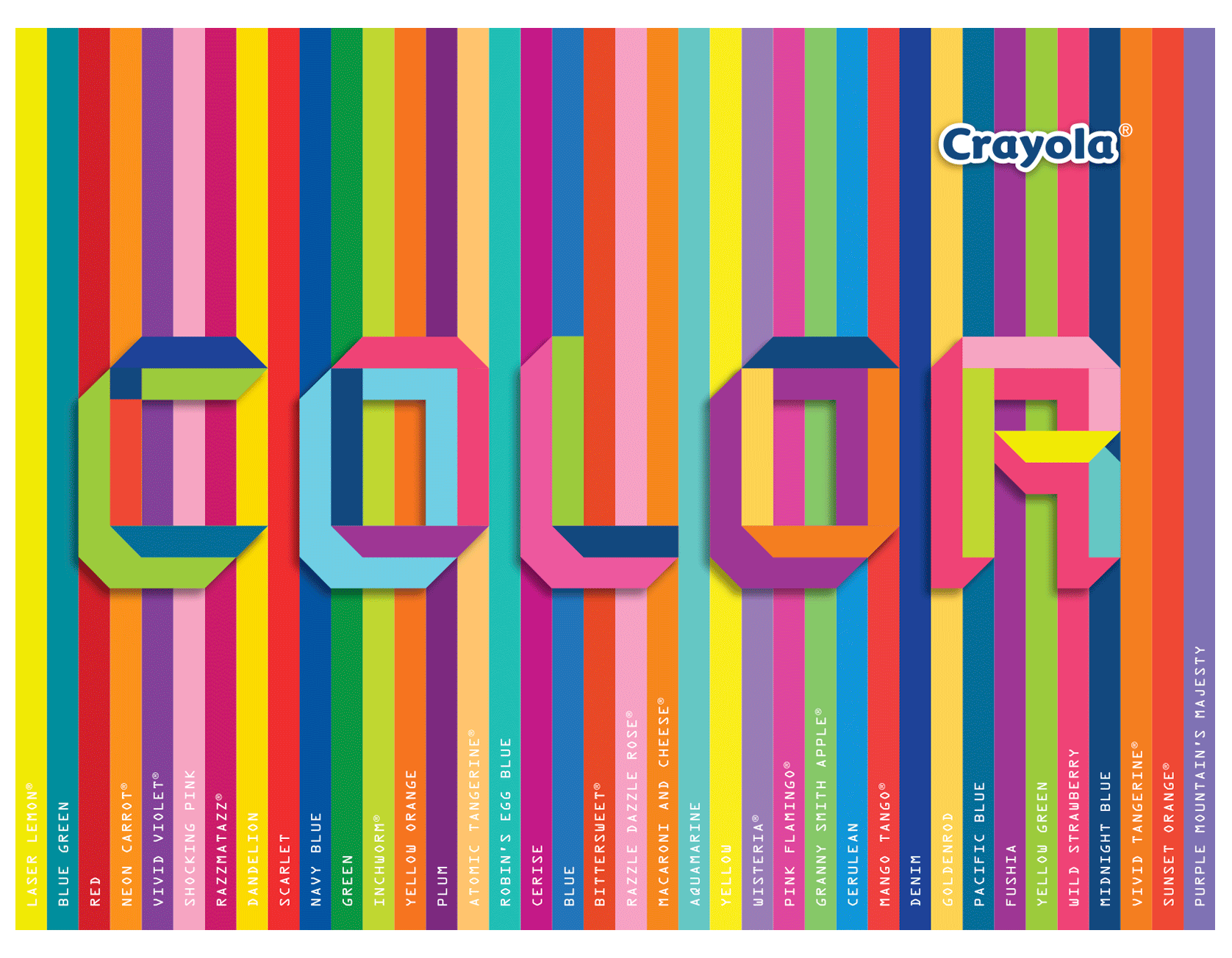 Poster Highlighting Crayola's One-of-a-Kind Color Names