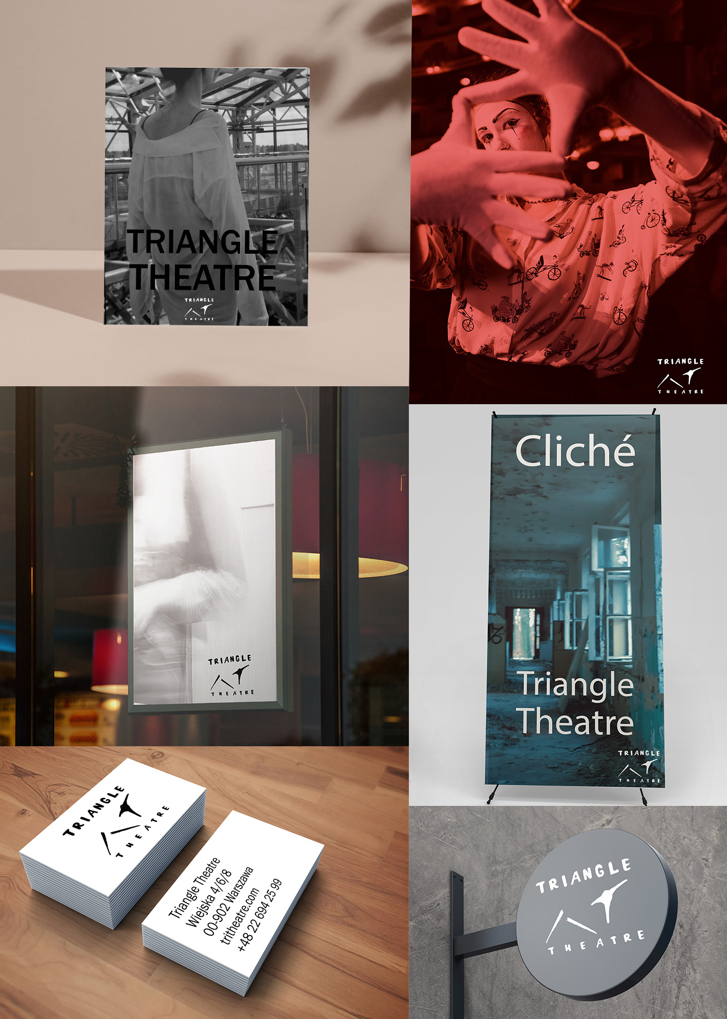 Iryna Zhyla projekt identyfikacji dla Triangle Theatre, III r. SW