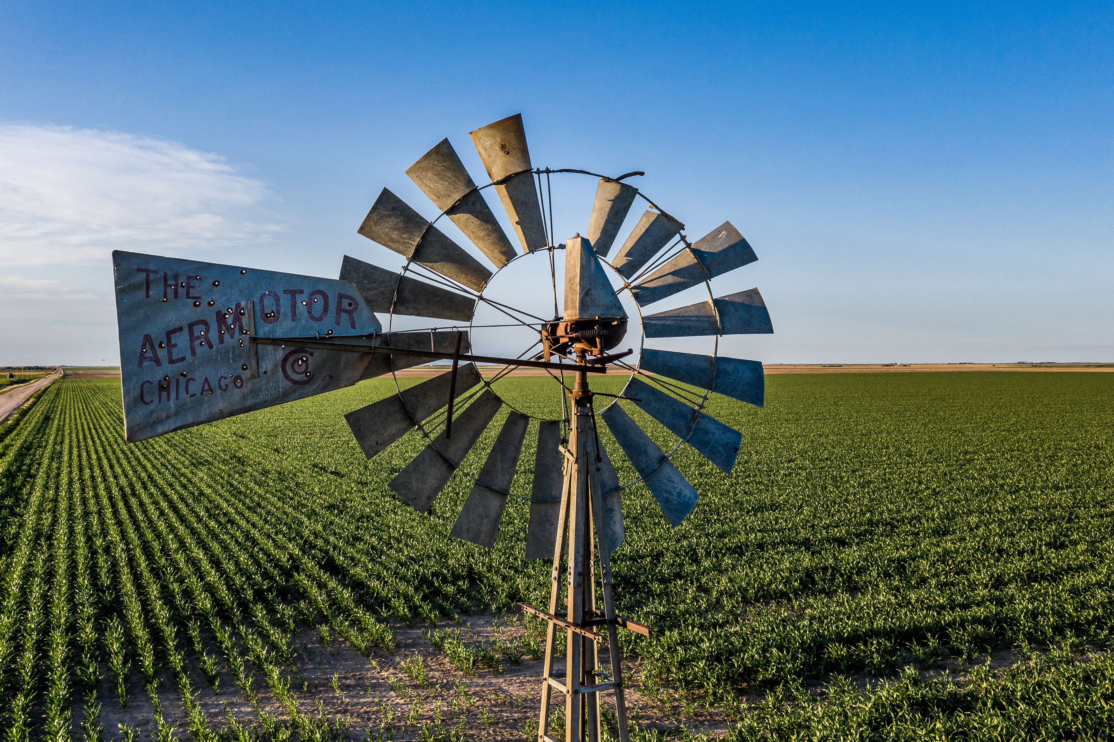 Lane County KS Windmill Close Up Drone Image