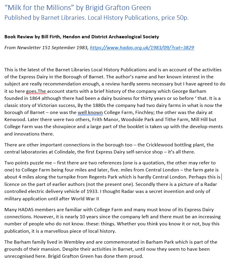 1983 Book Review by Bill Firth, Hendon and District Archaeological Society