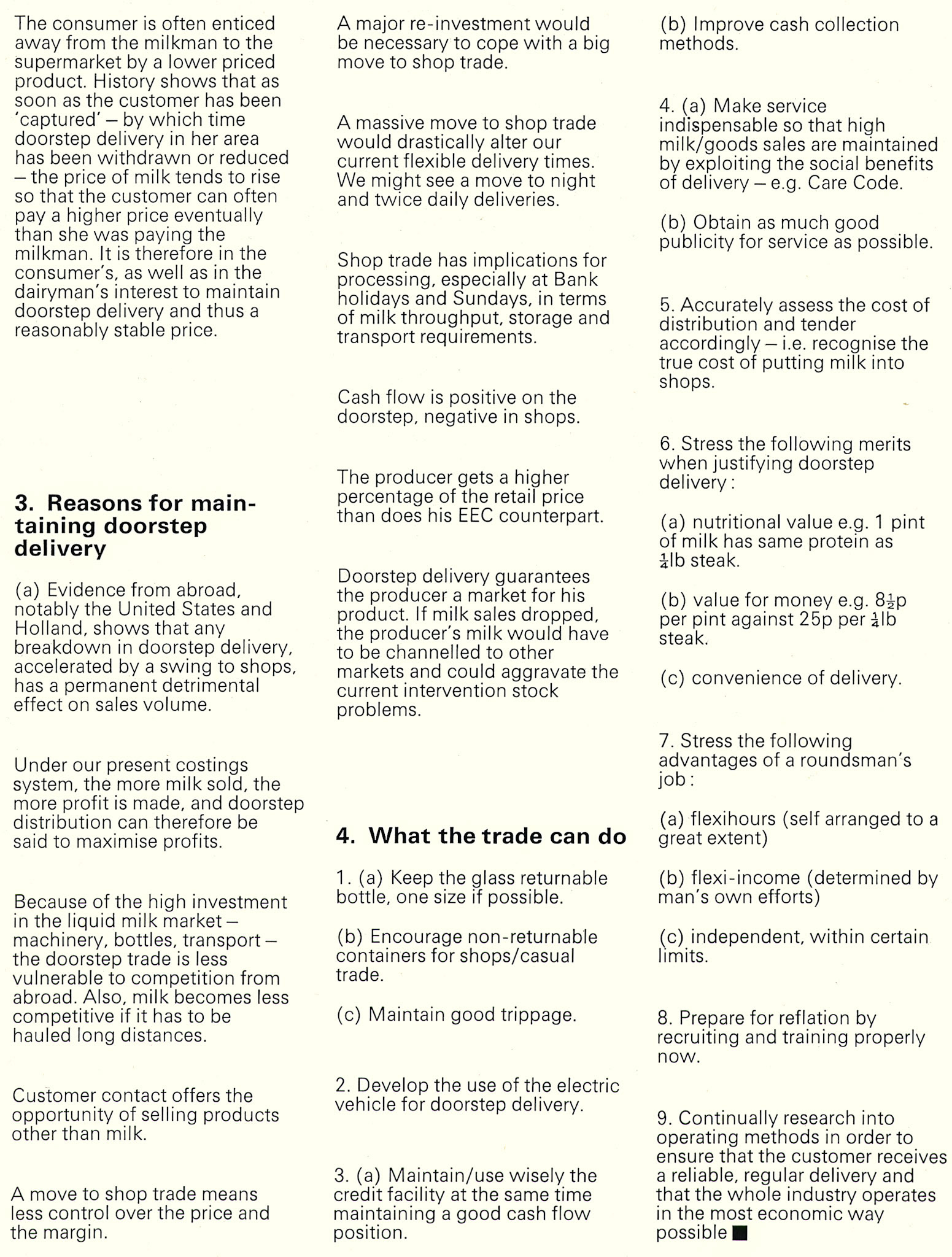 1976 Dairy Trade Federation article about doorstep delivery. (Express News Autumn)