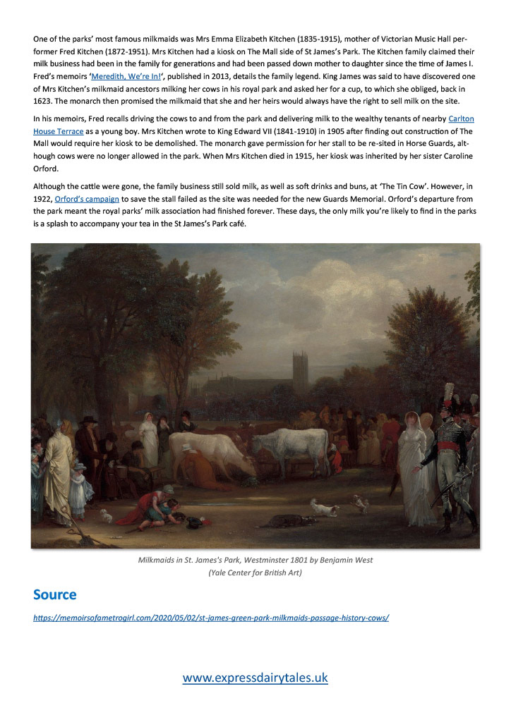 1800's Forgotten milkmaids and cows of St James’s and Green Park (EDT)