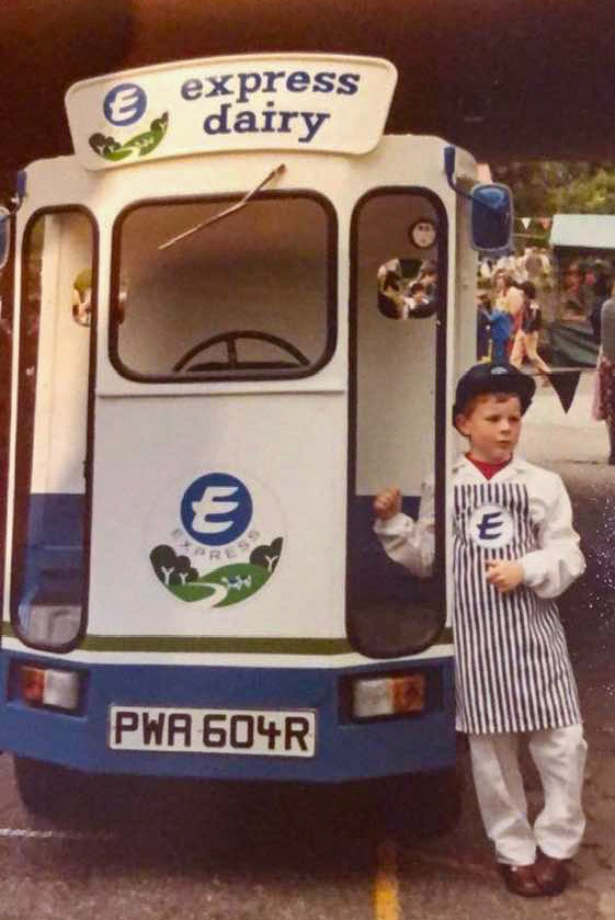 1980's Manchester Lord-Mayor’s parade. Colin Garnsworthy comments "My son James (Ken's Grandson) taking part. My father-in-law Ken Hunt moved from running the Southwest to take over the North of England; many happy years both in Devon and Manchester. I was a bottled milk buyer, and had four different rounds-two in Devon and two in Manchester. (Courtesy Colin Garnsworthy)