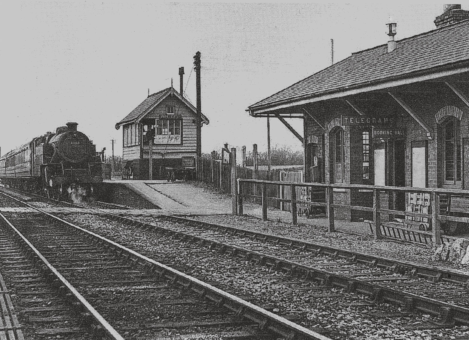 1954 Pipe Gate Station, near Woore in North Shropshire. Closed to passenger services in 1956, next to Express Pipegate Creamery which had its own siding for delivering milk as far away as London" (Courtesy Steven Harley)